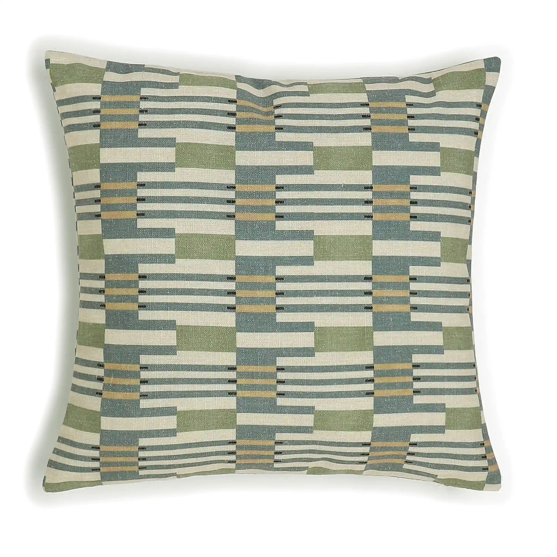 Geometric Polyester Blend Woodland Olive Cushion Cover | Vissencia