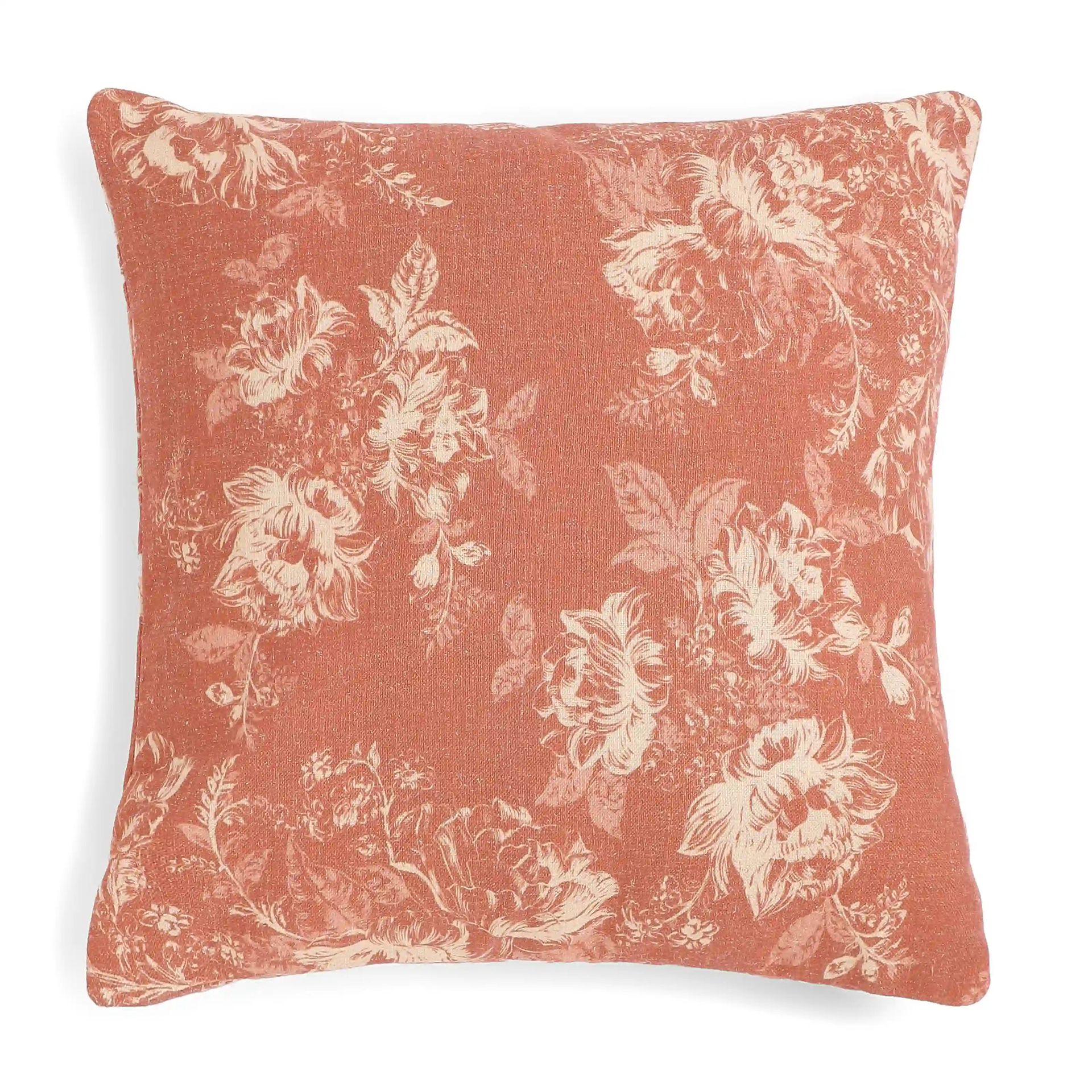 Floral Polyester Blend Autumn Rust Cushion Cover | Vissencia