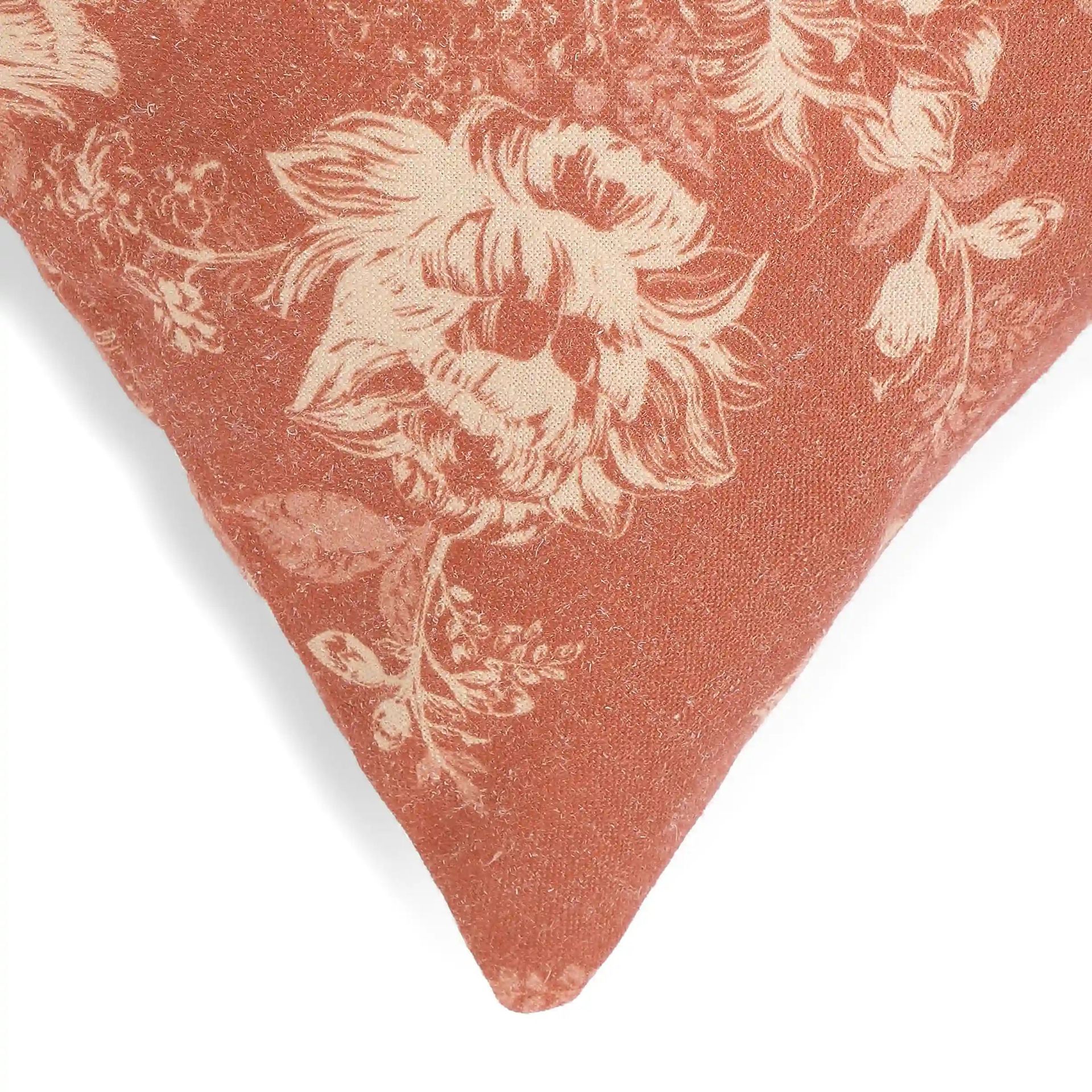 Floral Polyester Blend Autumn Rust Cushion Cover | Vissencia