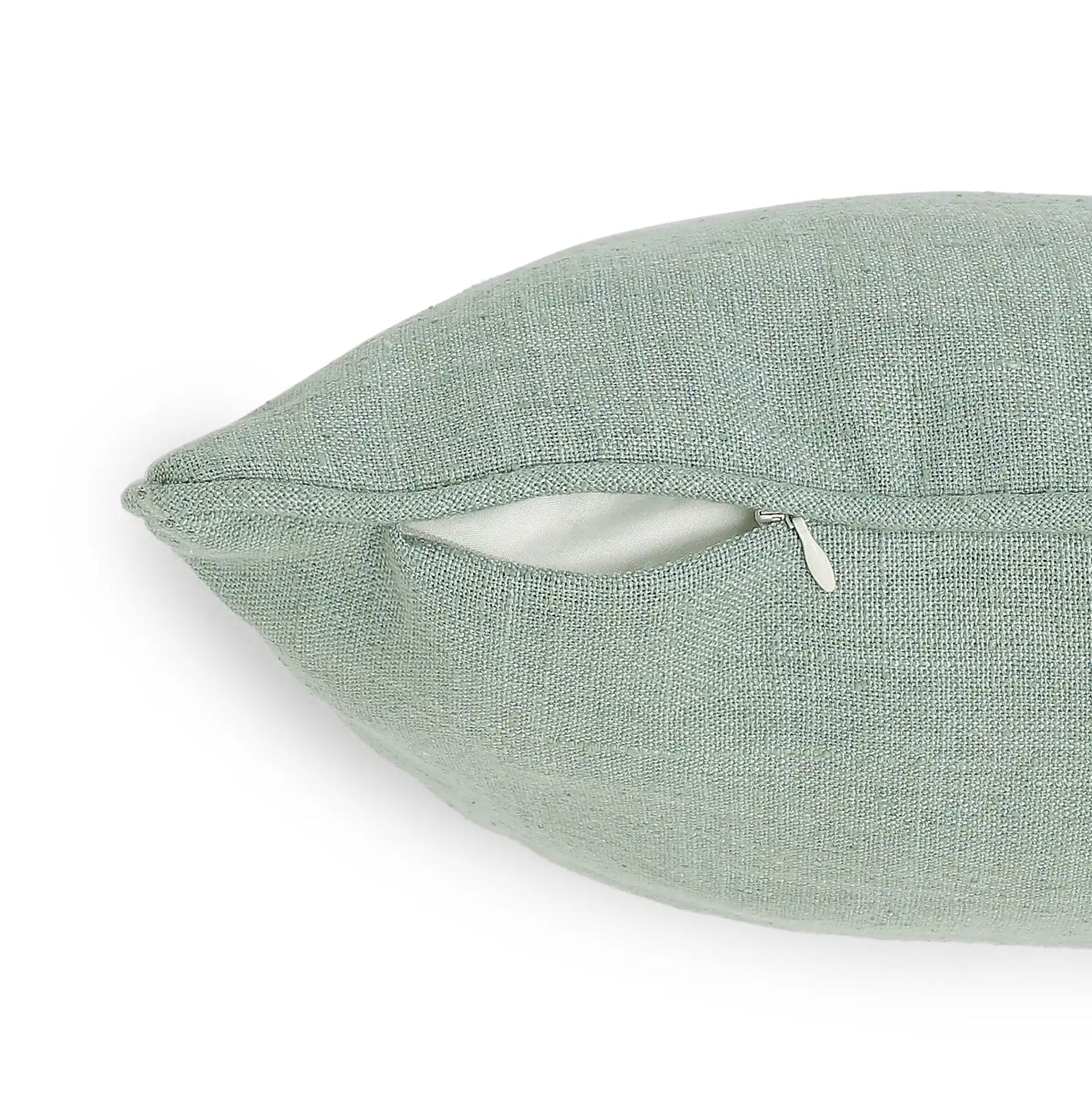 Solid Dyed Polyester Blend Mint Cushion Cover | Vissencia