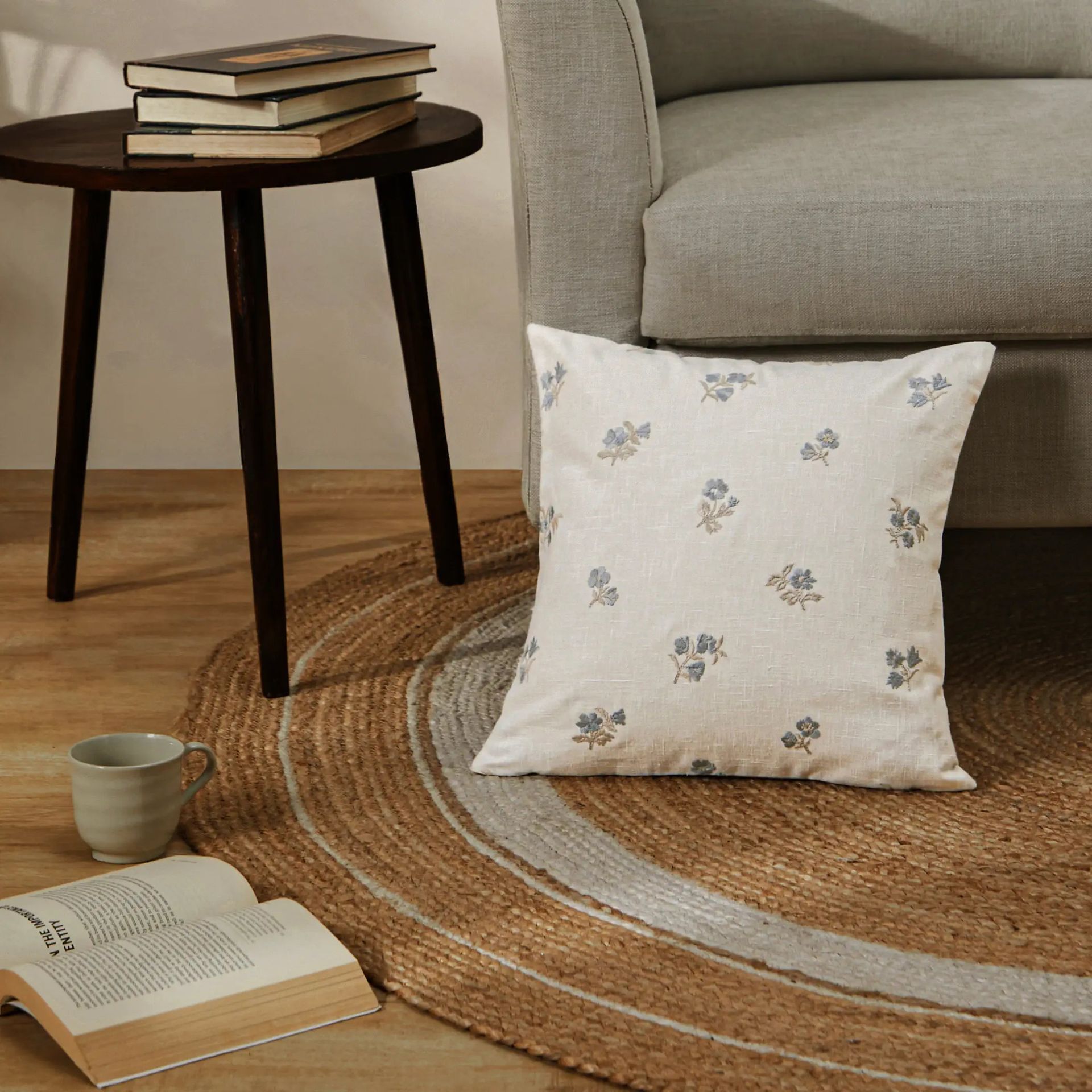 Indian Heritage Polyester Blend Aqua Breeze Cushion Cover | Vissencia