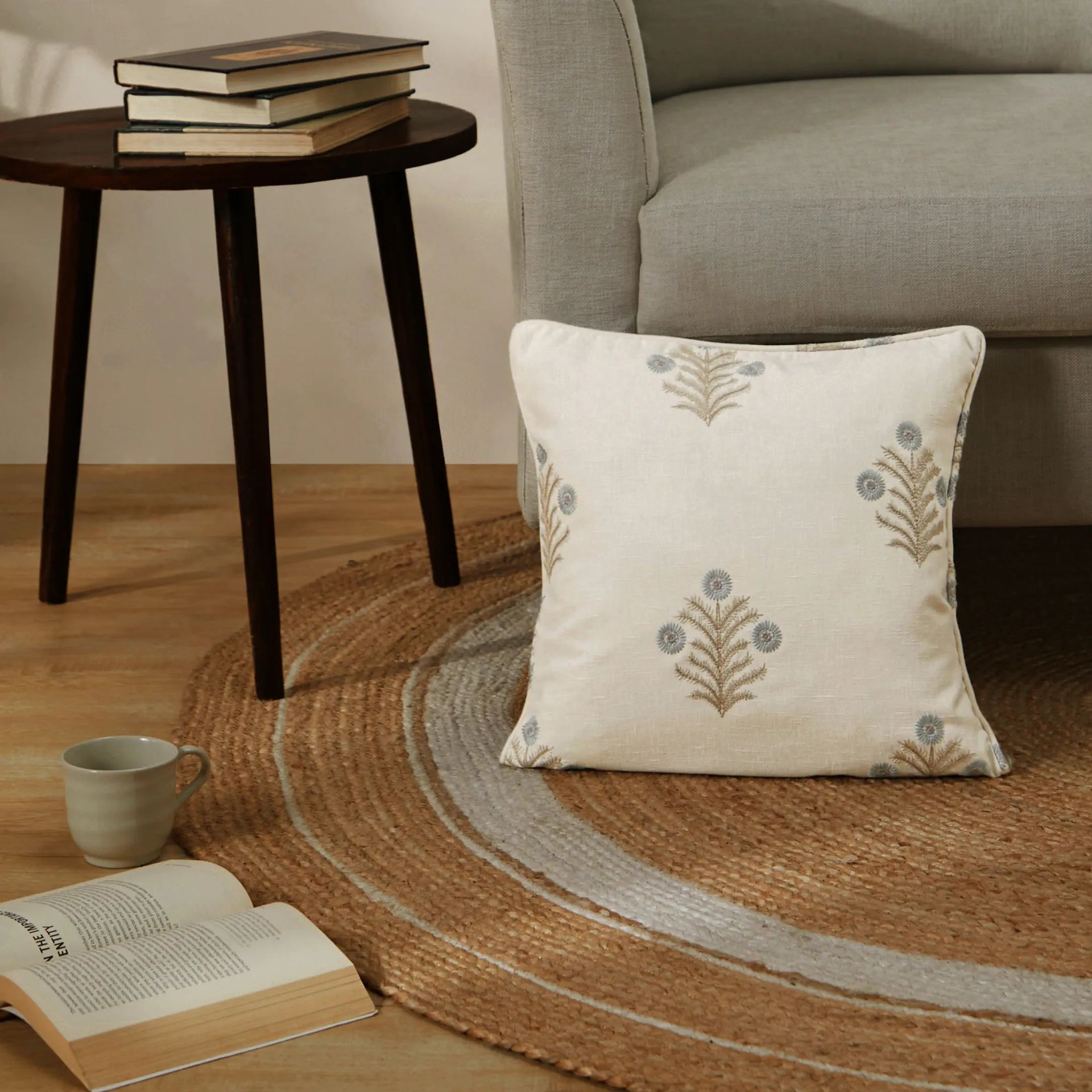 Indian Heritage Polyester Blend Ocean Cushion Cover | Vissencia