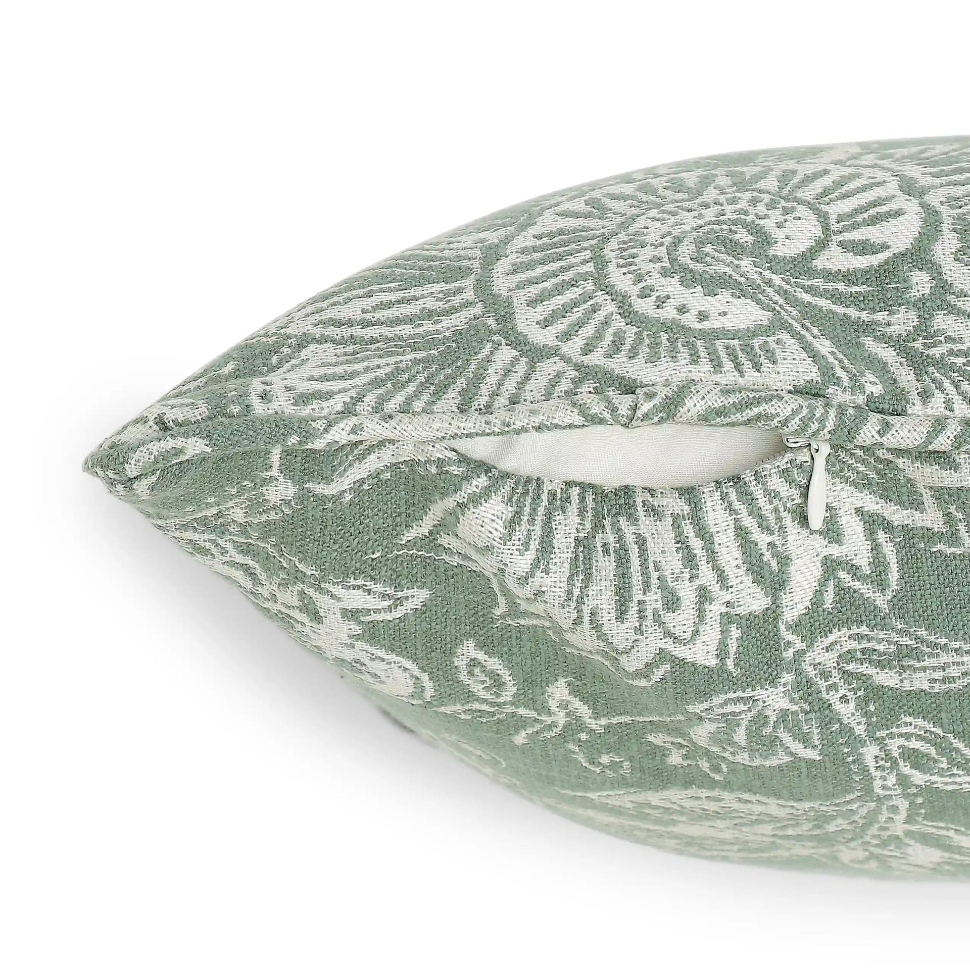 Indian Heritage Polyester Blend Forest Green Cushion Cover | Vissencia