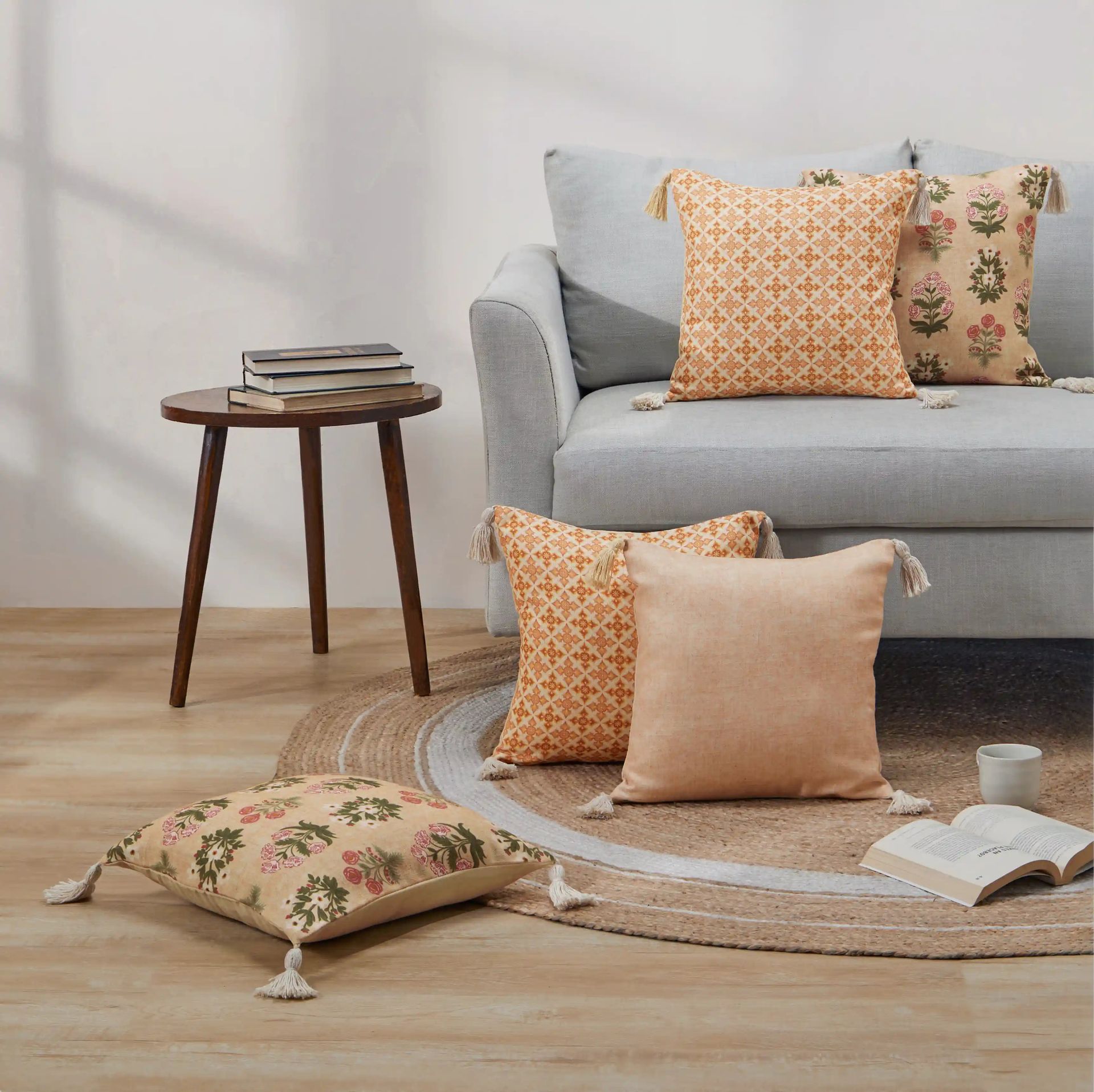 Indian Heritage Linen Blend Sunset Sorbet Cushion Cover | Vissencia