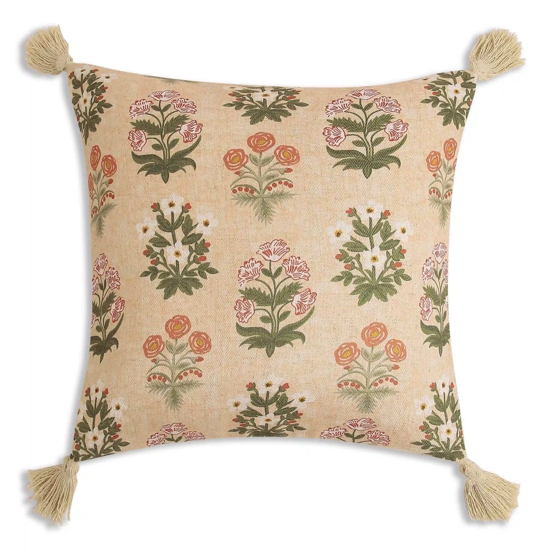 Indian Heritage Linen Blend Sunset Sorbet Cushion Cover | Vissencia