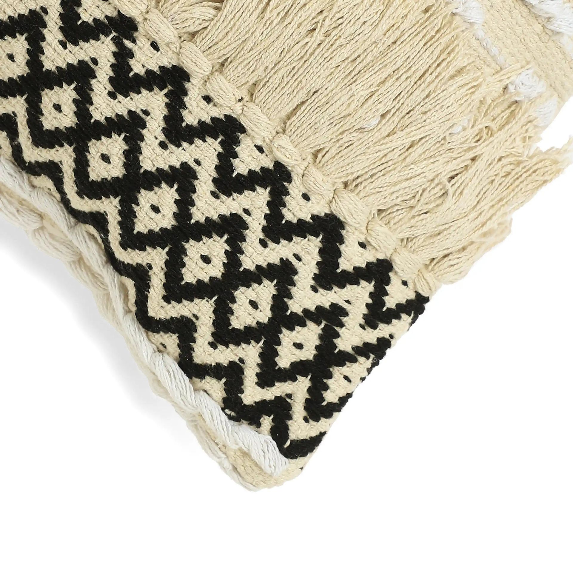 Geometric 100% Cotton Midnight Cushion Cover | Vissencia