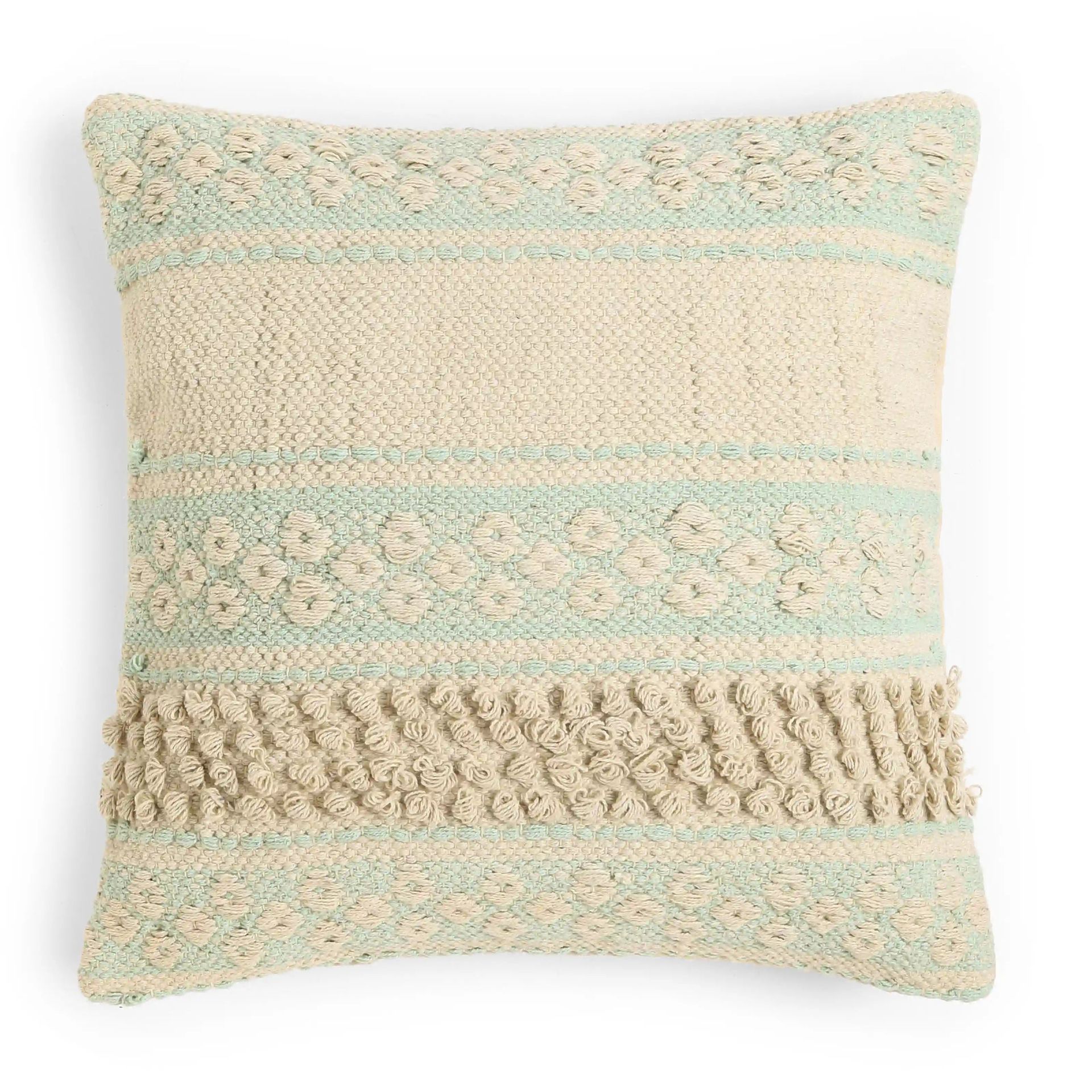 Geometric 100% Cotton Ice Grey Cushion Cover | Vissencia