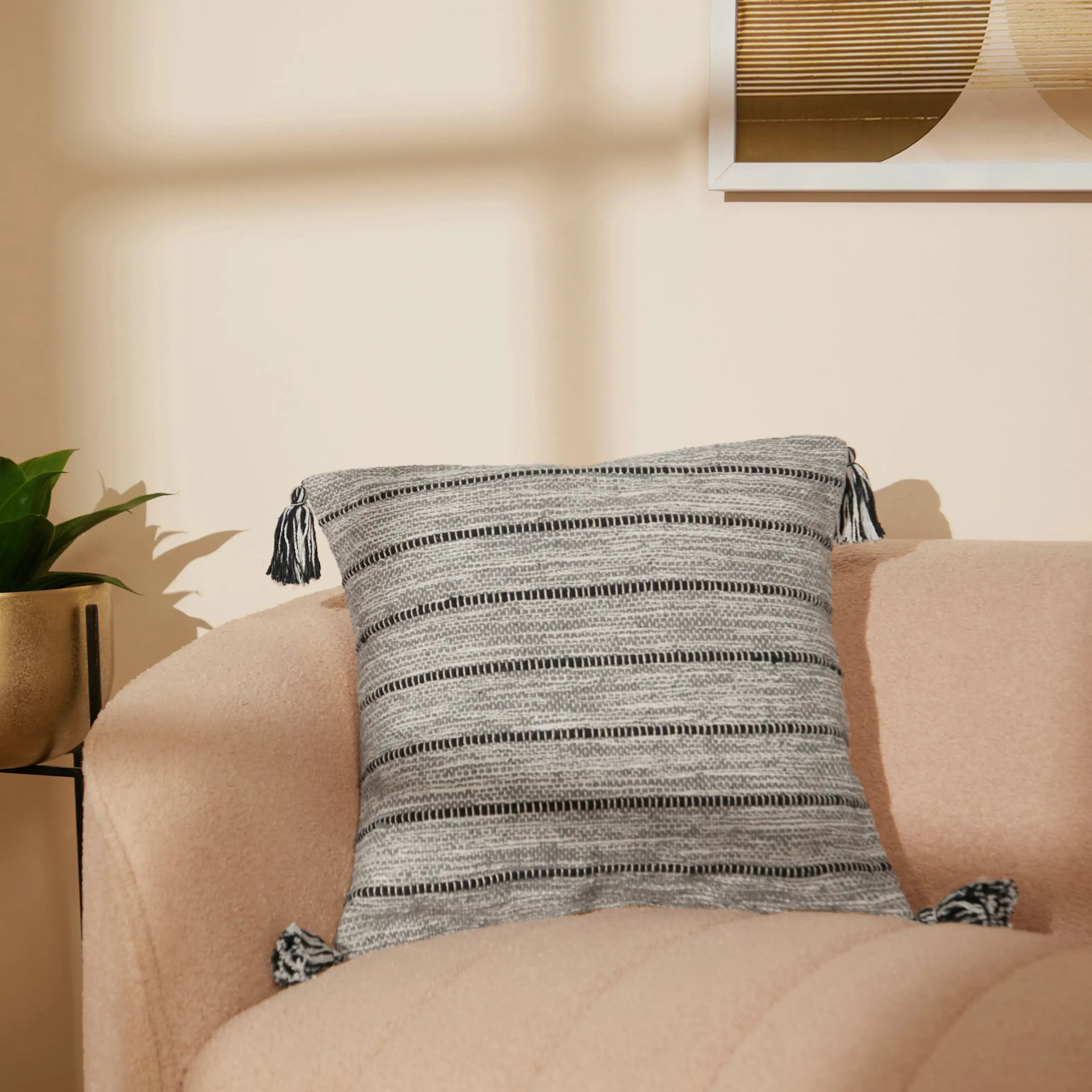 Geometric 100% Cotton Stormy Slate Cushion Cover | Vissencia