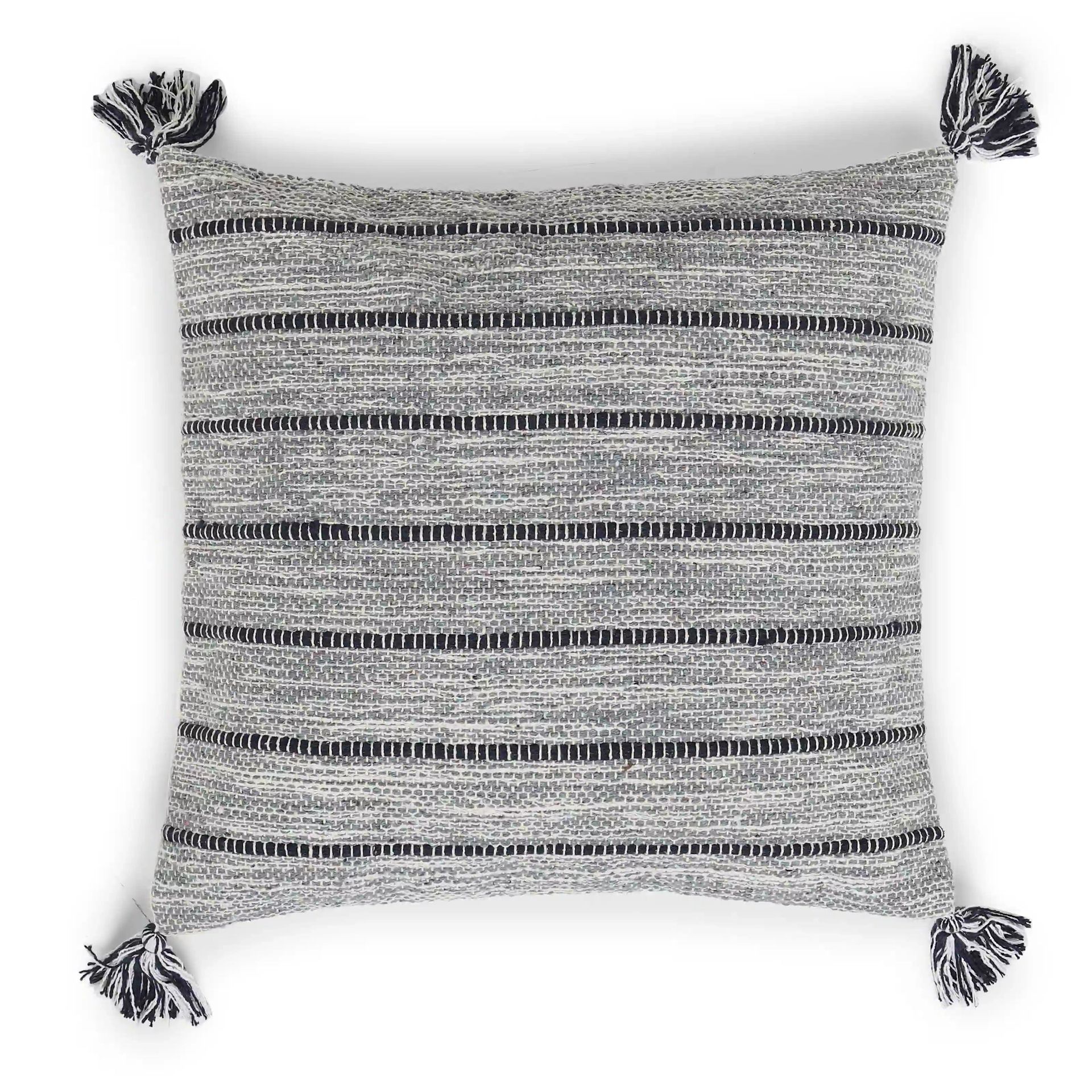 Geometric 100% Cotton Stormy Slate Cushion Cover | Vissencia
