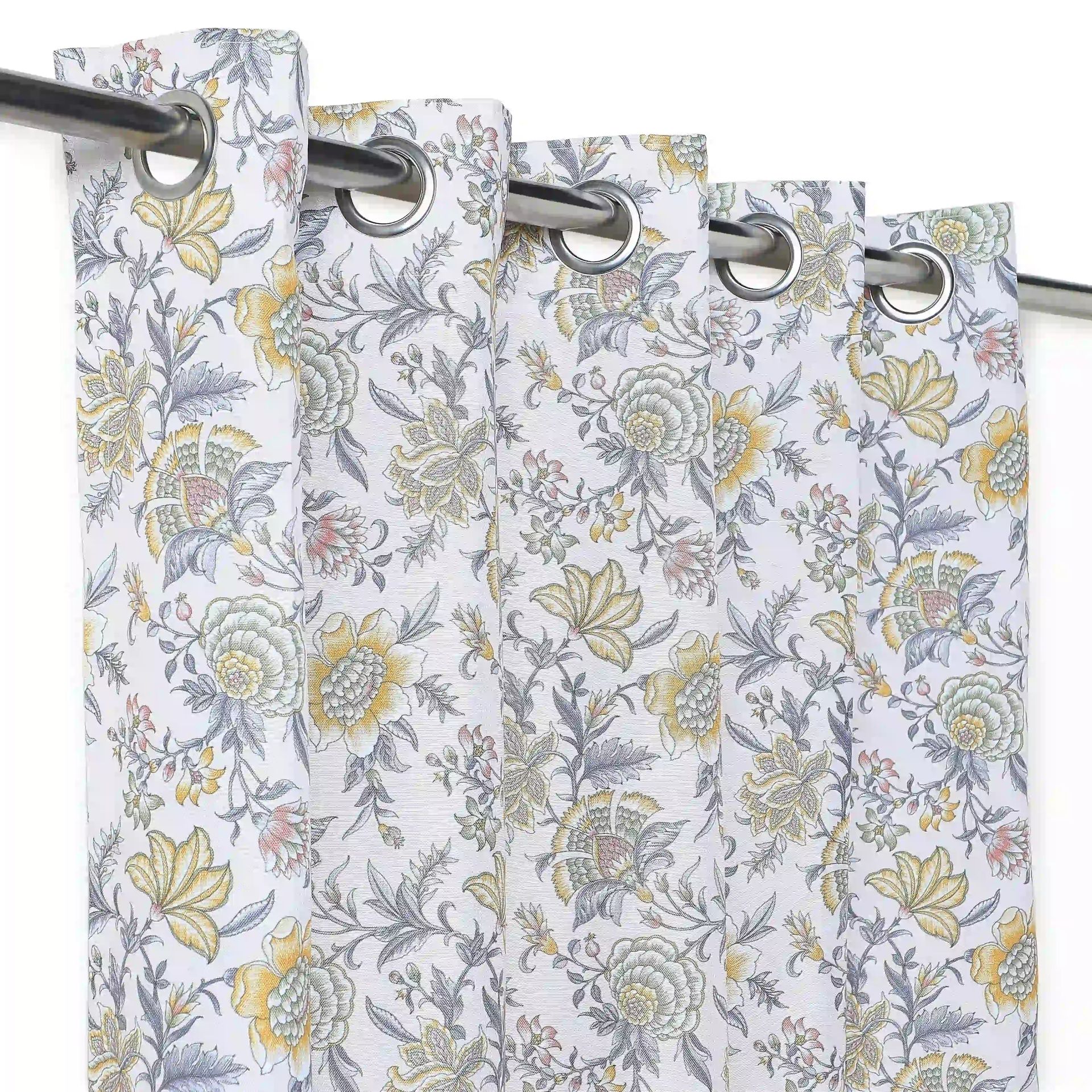 Indian Heritage 100% Polyester Mustard Set of 2 Long Door Curtains | Chippa Lane