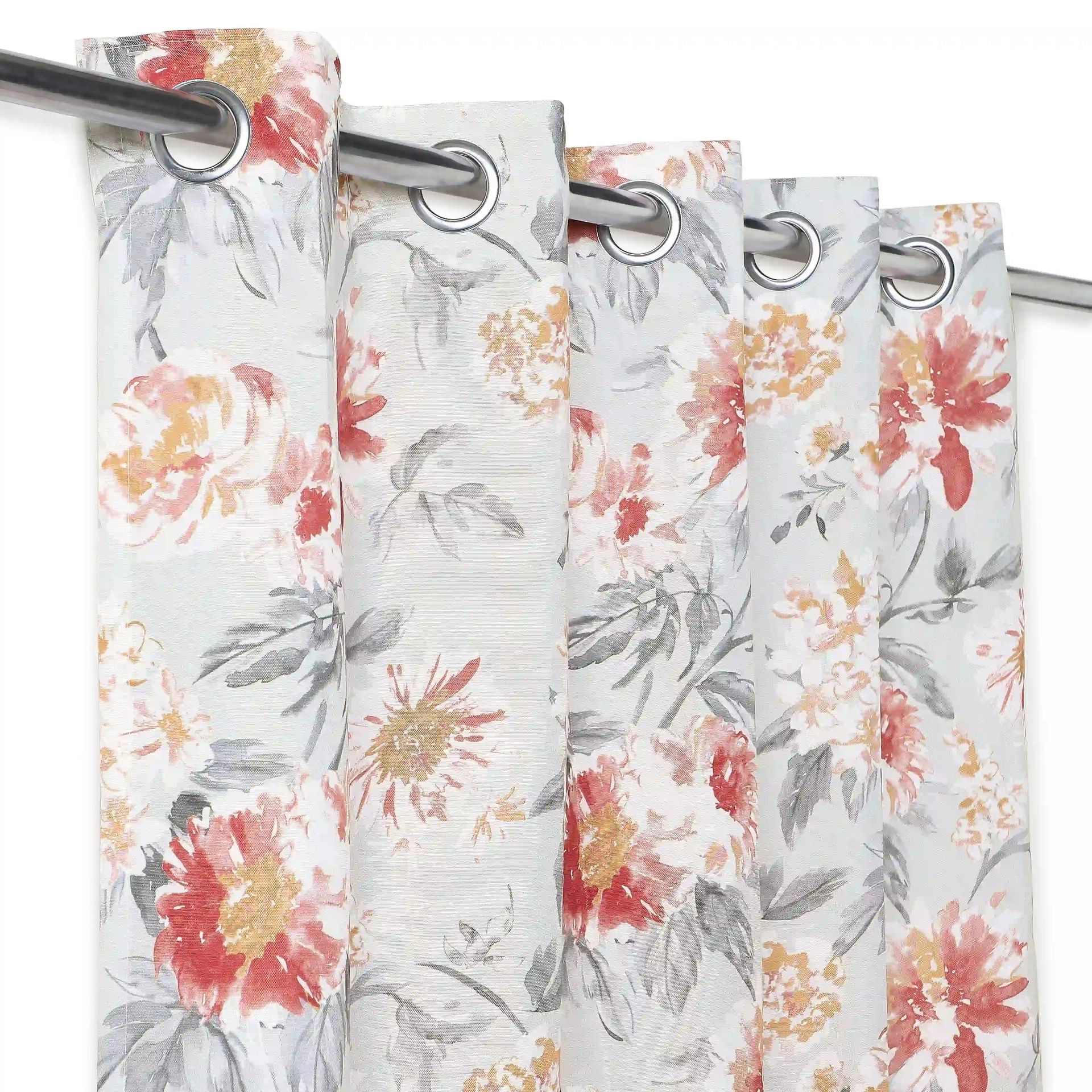 Floral 100% Polyester Steel Set of 2 Door Curtains | Chippa Lane
