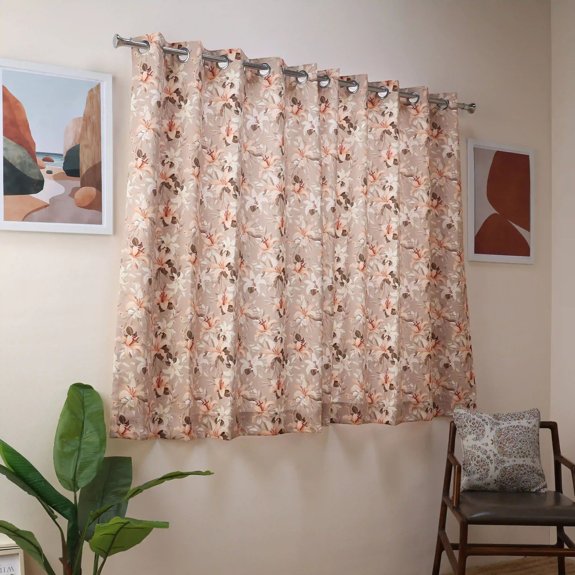 Floral 100% Polyester Coral Set of 2 Window Curtains | Bloomshire Classic