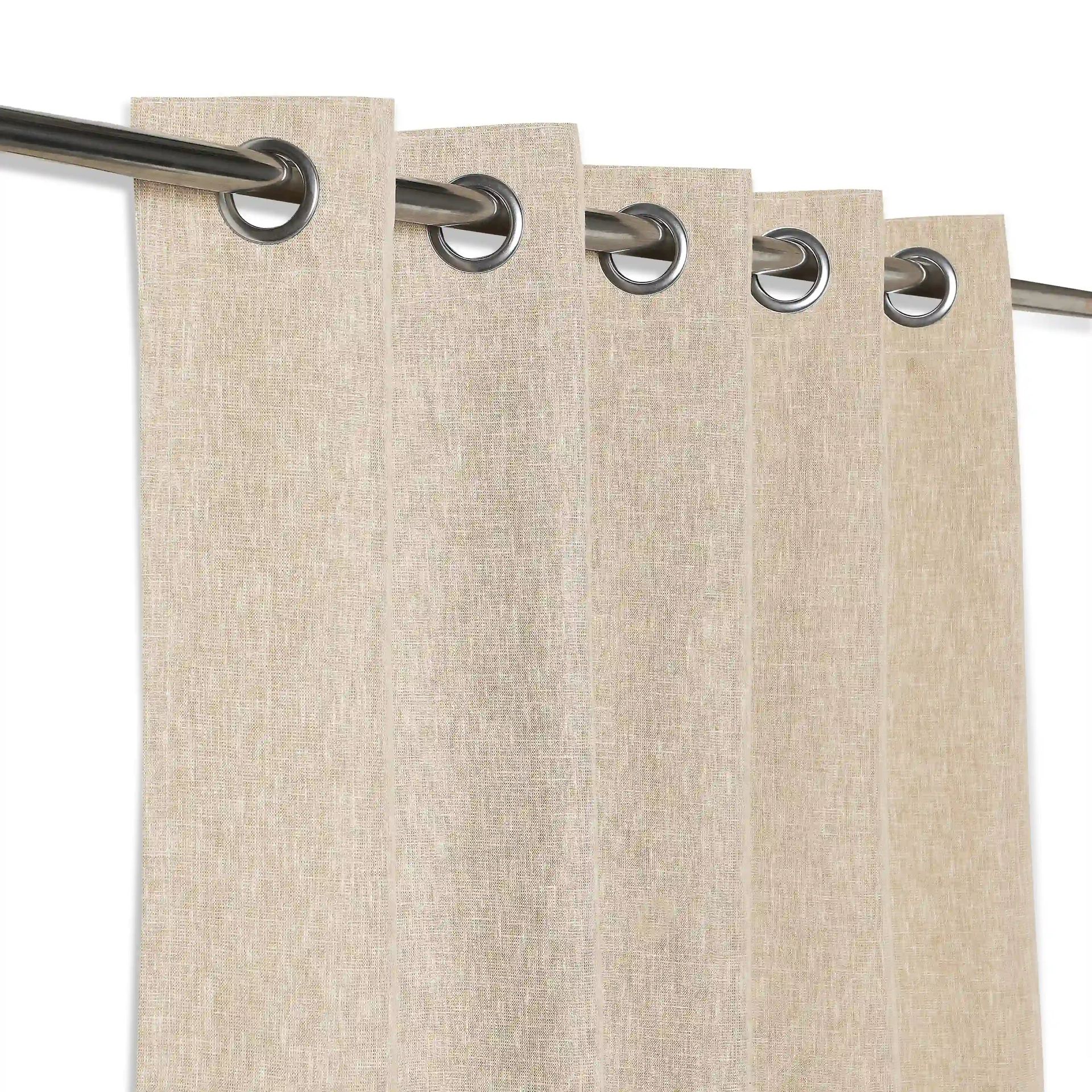 Solid Dyed Polyester Cotton blend Toffee Set of 2 Window Curtains | Paleto