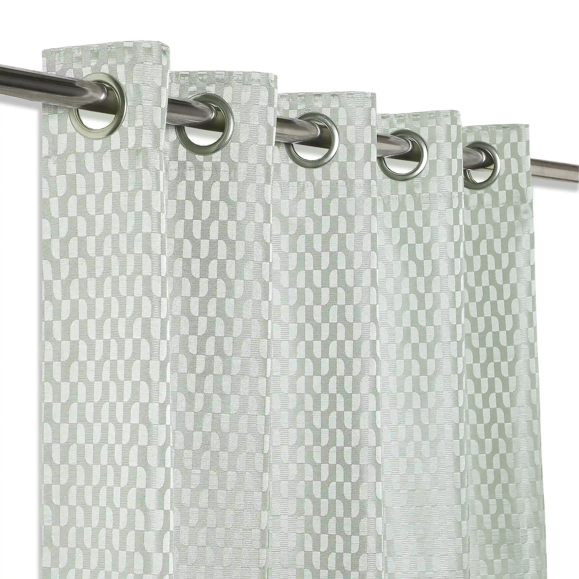 Jacquard Polyester Cotton blend Twilight Mist Set of 2 Window Curtains | De Jacquard Classic