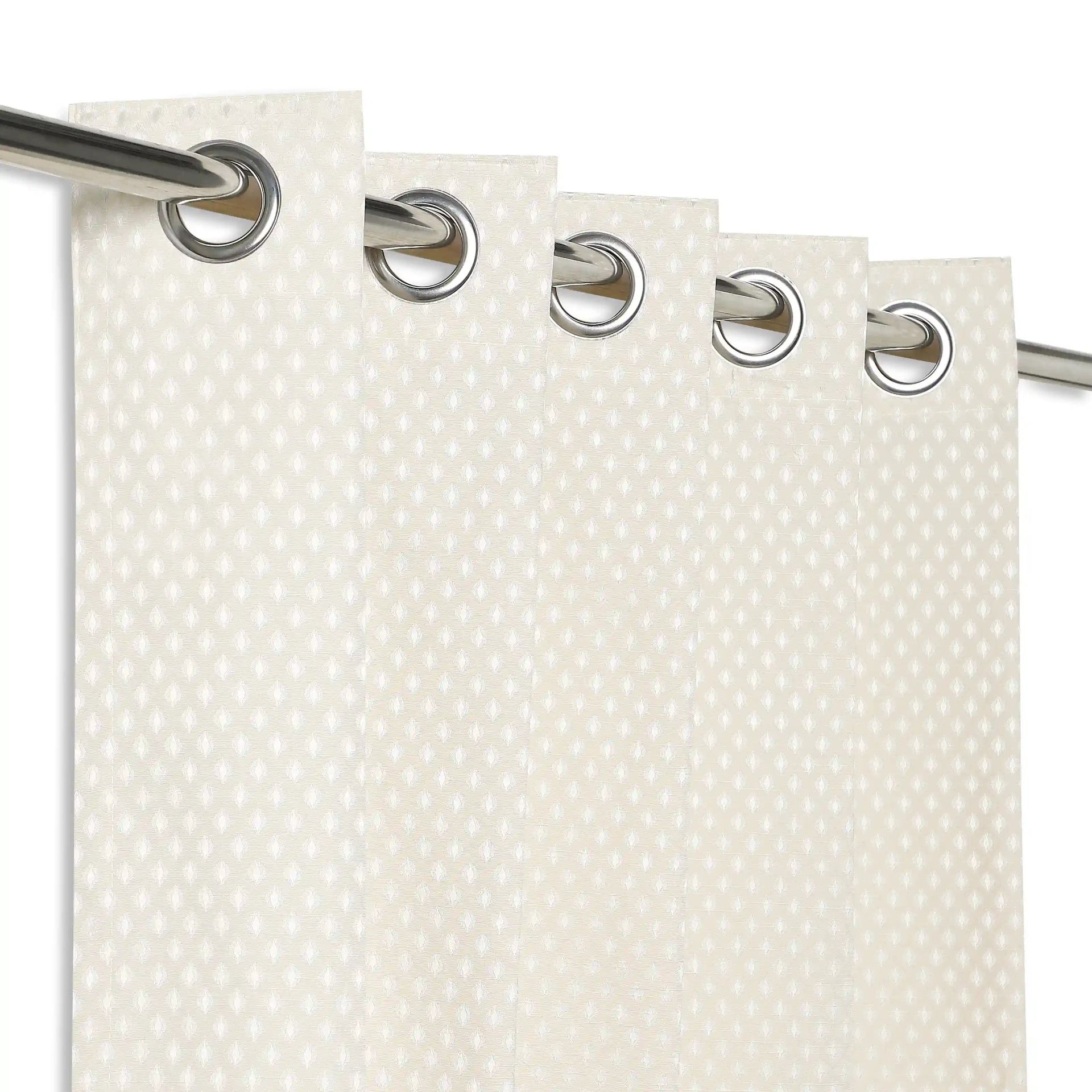 Jacquard Polyester Cotton blend Creamy Dune Set of 2 Long Door Curtains | De Jacquard Classic