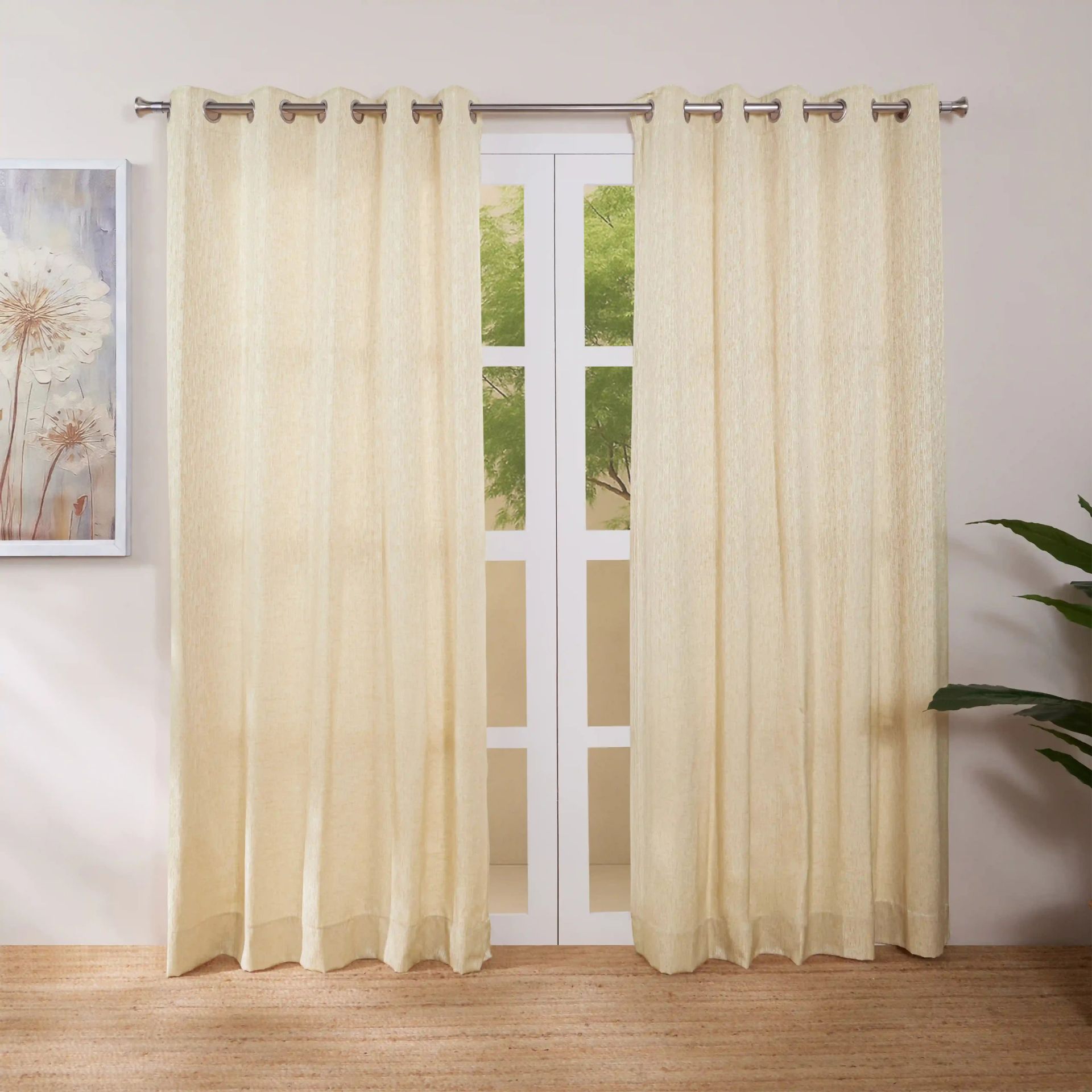 Jacquard Polyester Cotton blend Macaron Set of 2 Long Door Curtains | De Jacquard Classic