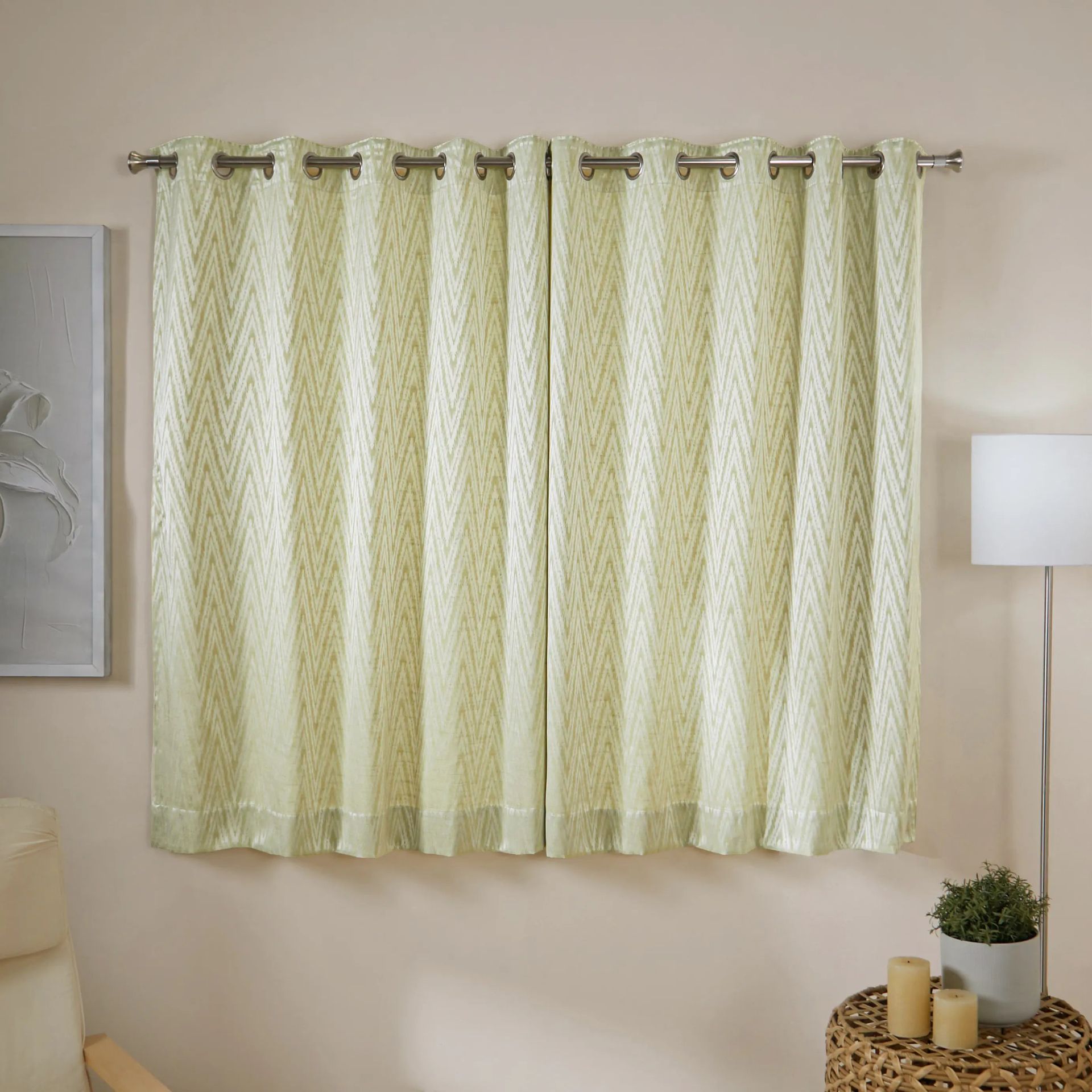 Jacquard Polyester Cotton blend Pollen Set of 2 Window Curtains | De Jacquard Classic