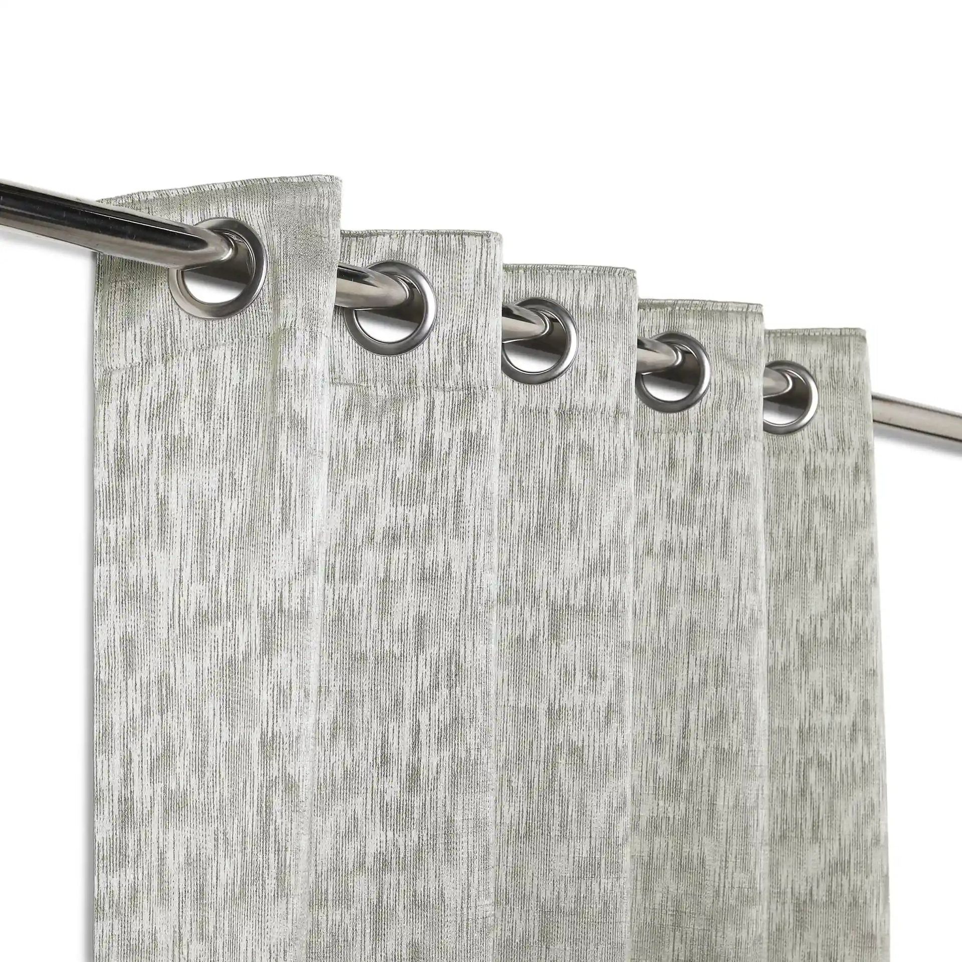 Jacquard Polyester Cotton blend Ash Set of 2 Window Curtains | De Jacquard Classic