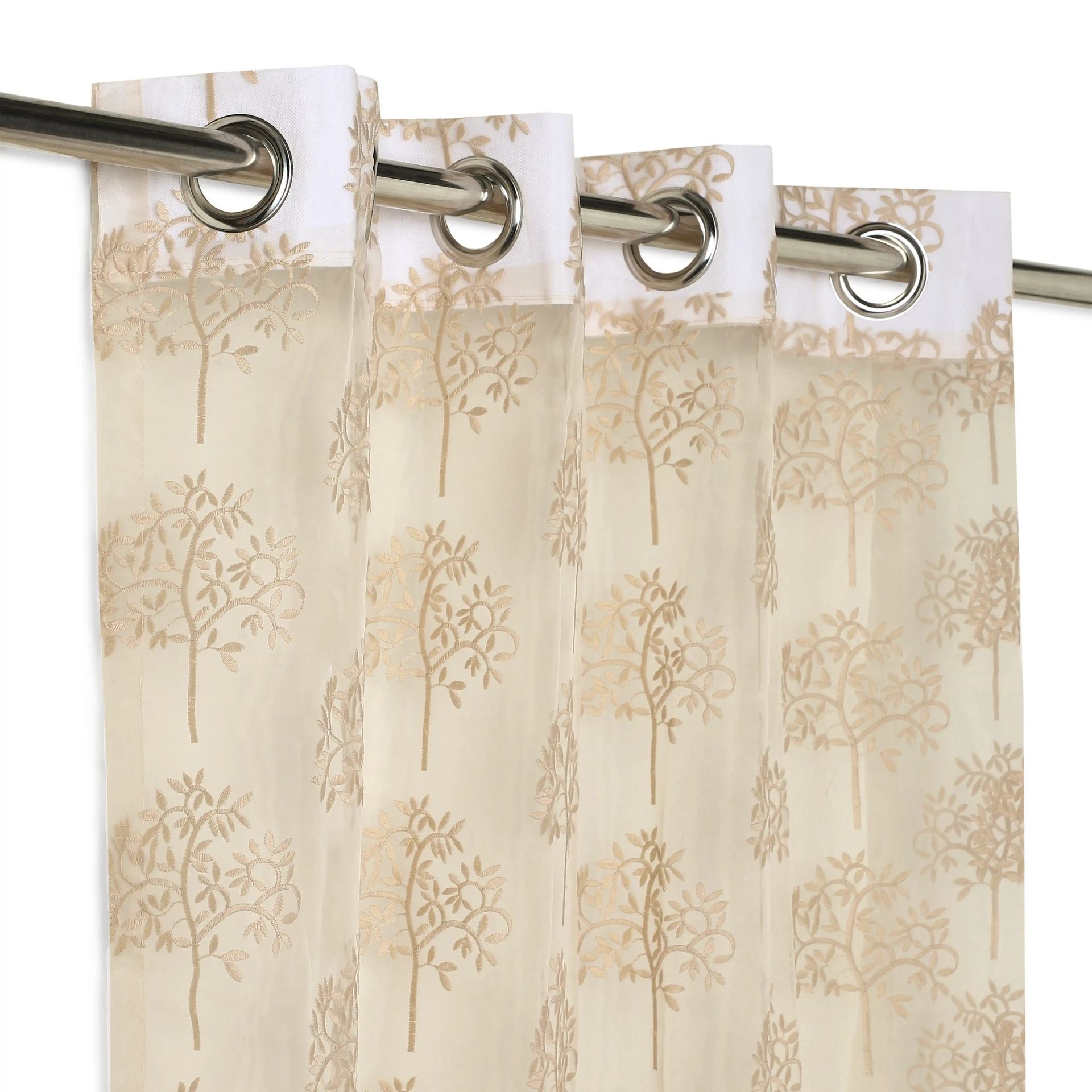 Sheer 100% Polyester Woodland Taupe Set of 2 Door Curtains | Velina