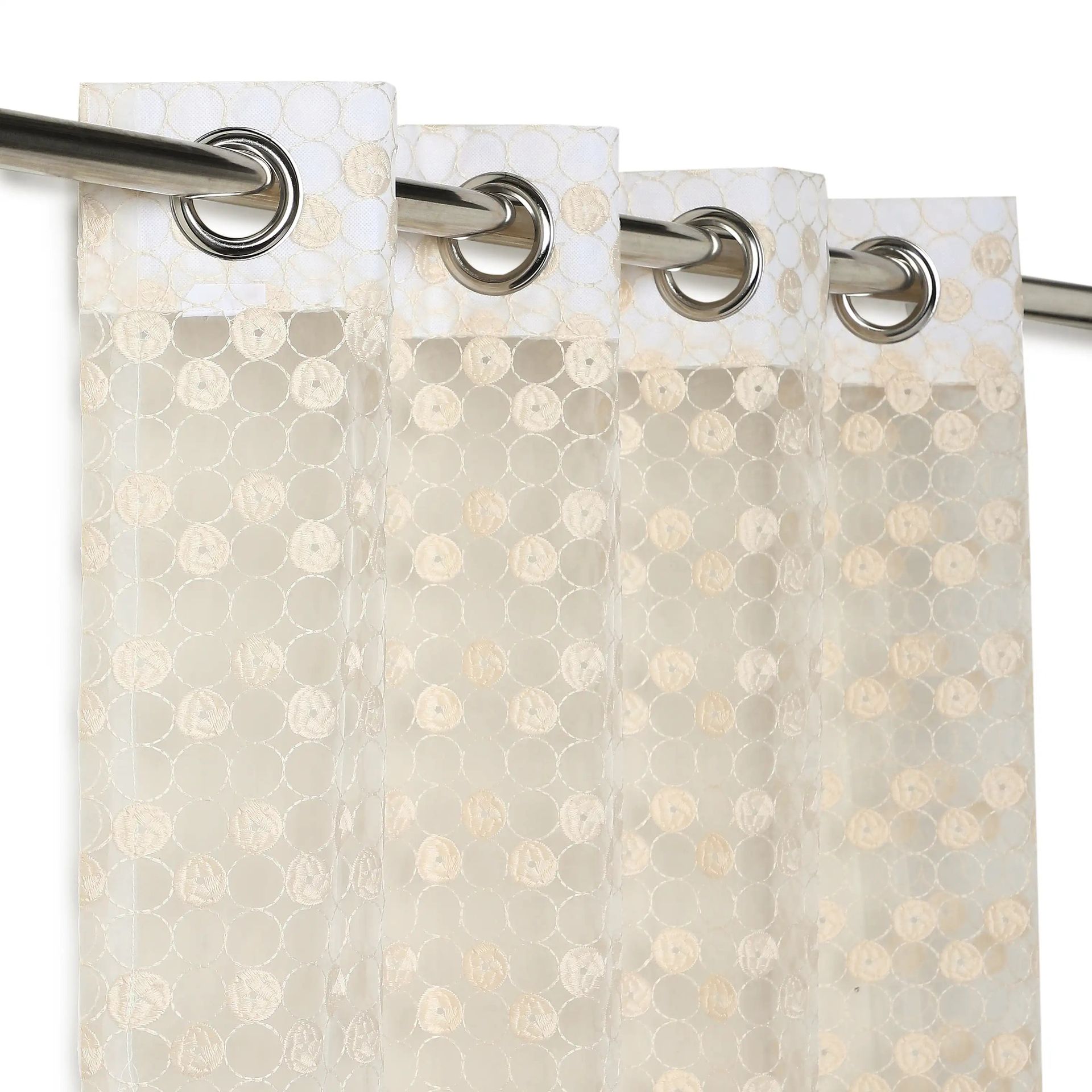 Sheer 100% Polyester Milky Sand Set of 2 Door Curtains | Velina