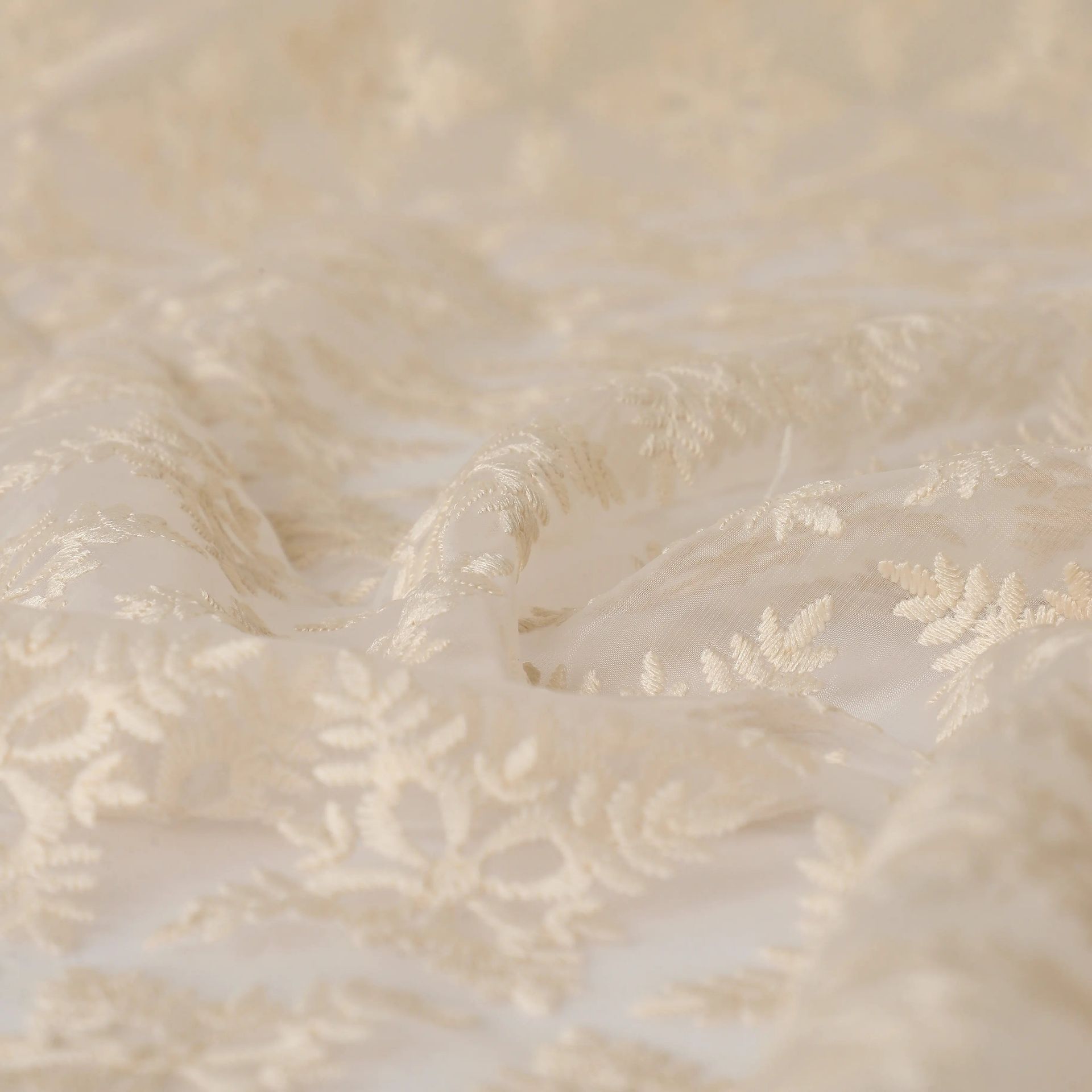 Sheer 100% Polyester Vanilla Cream Set of 2 Door Curtains | Velina