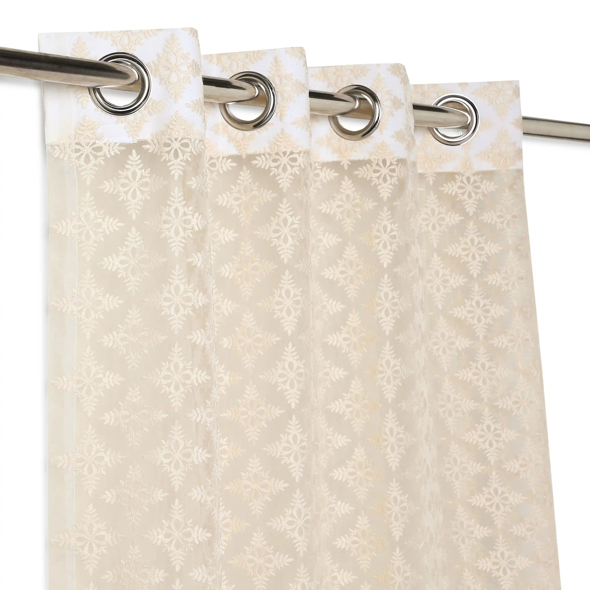 Sheer 100% Polyester Vanilla Cream Set of 2 Door Curtains | Velina