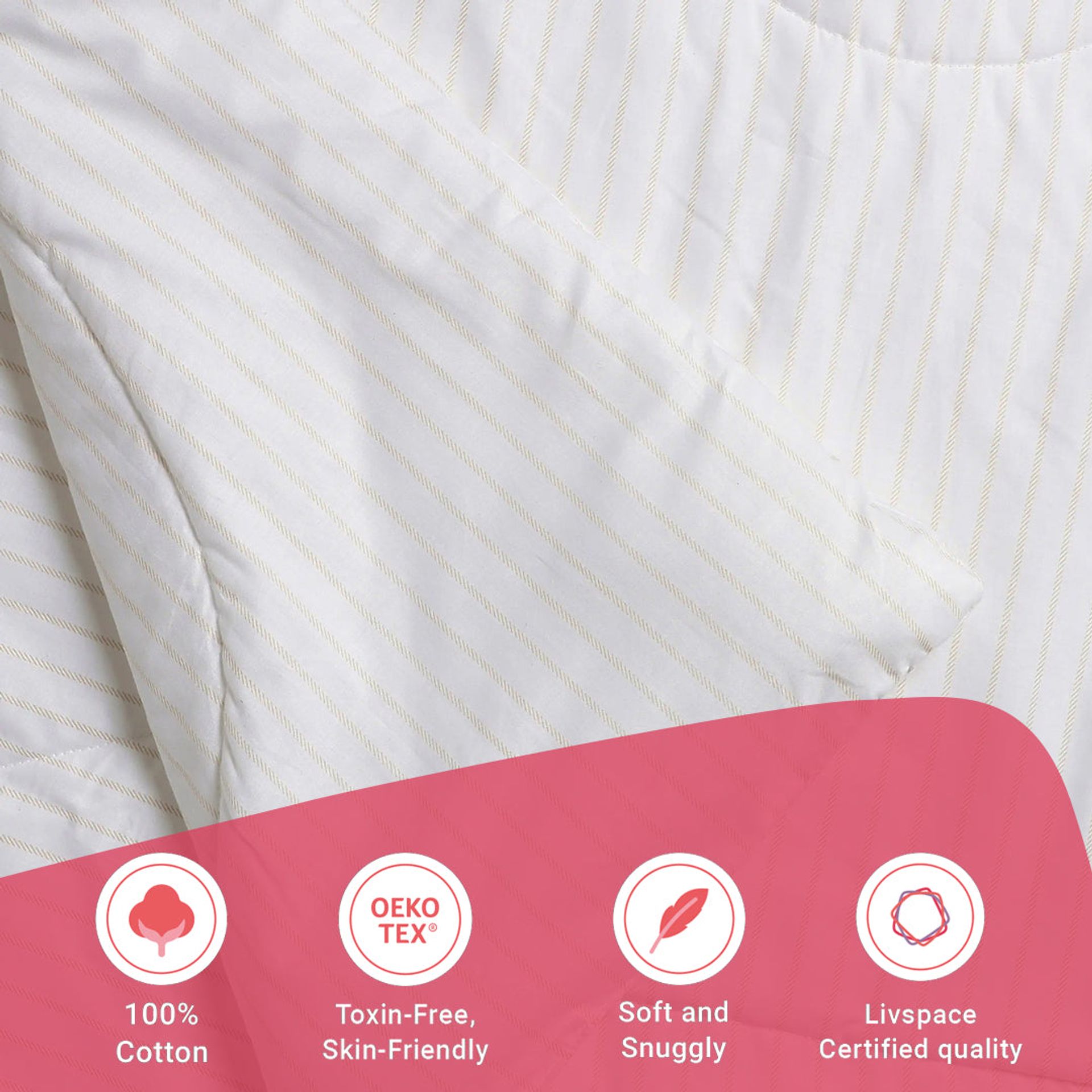Geometric 120 GSM 100% Cotton Beige Double Comforter | Bloomshire Classic