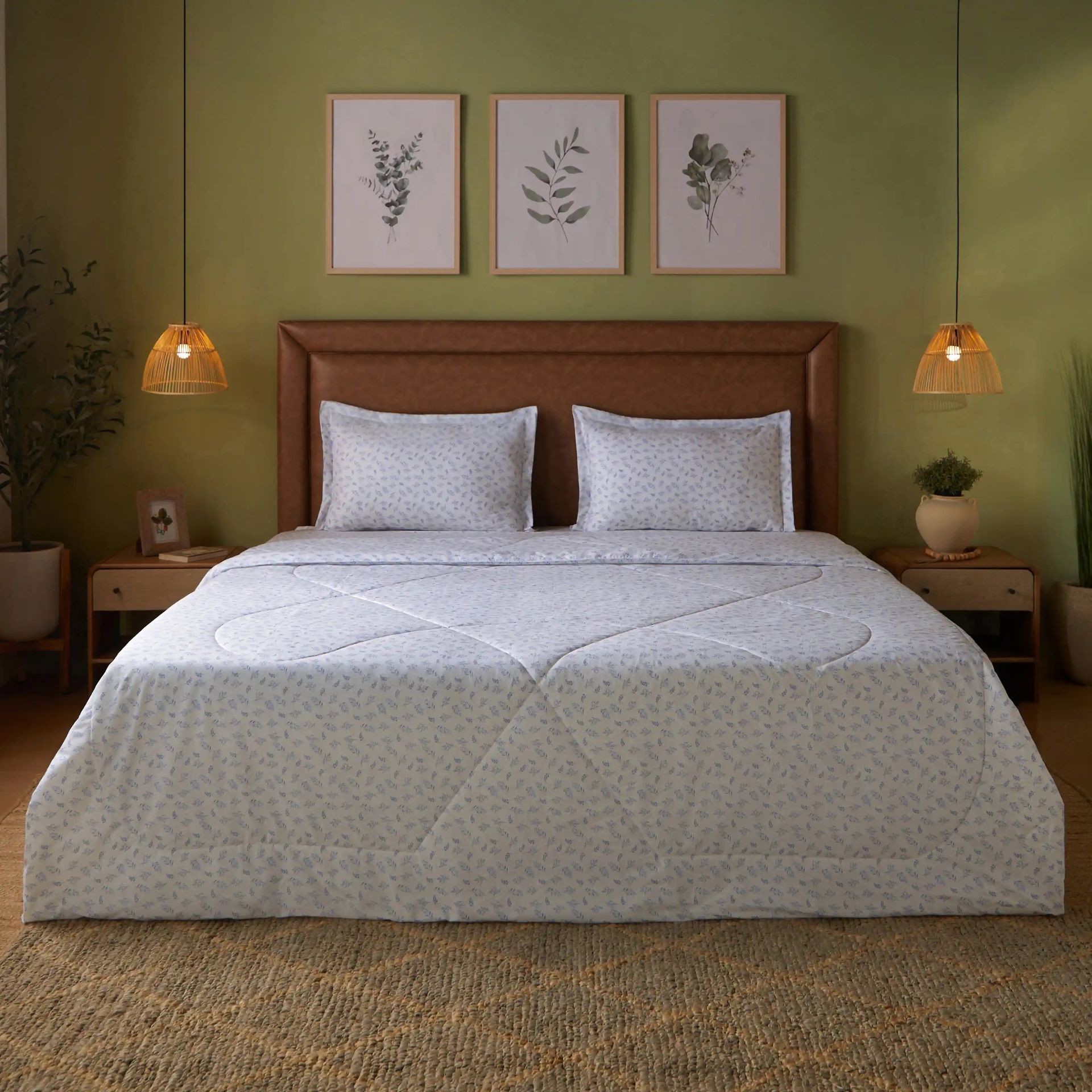Floral 120 GSM 100% Cotton Purple Double Comforter | Bloomshire Classic