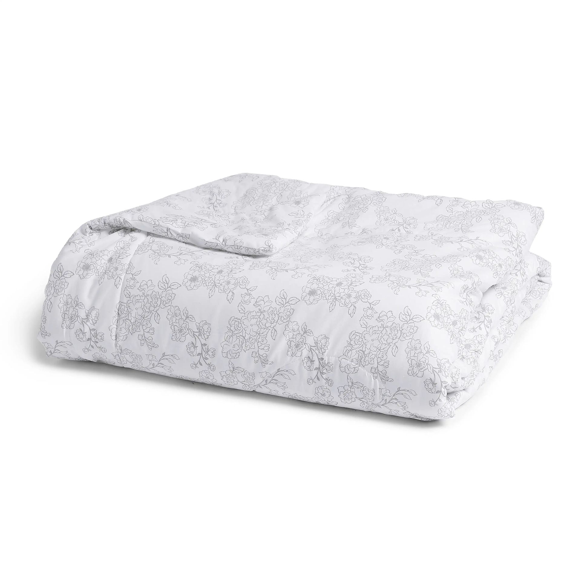 Floral 120 GSM 100% Cotton Grey Double Comforter | Bloomshire Classic