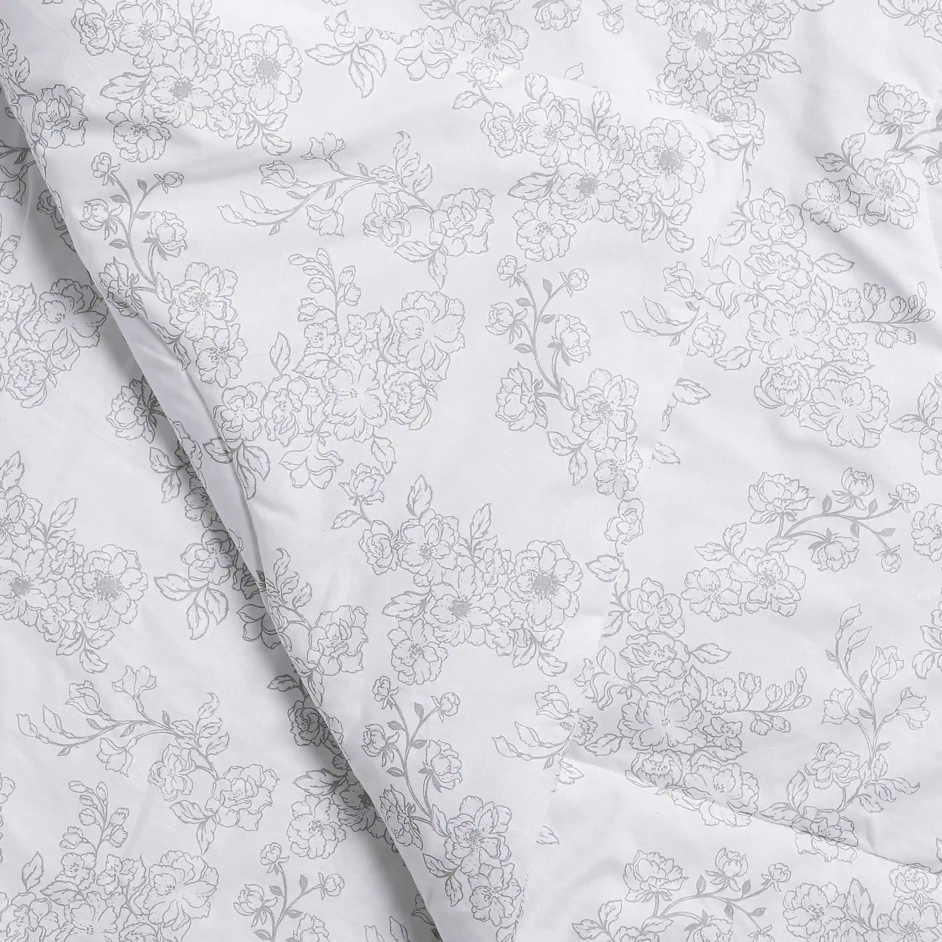 Floral 120 GSM 100% Cotton Grey Double Comforter | Bloomshire Classic