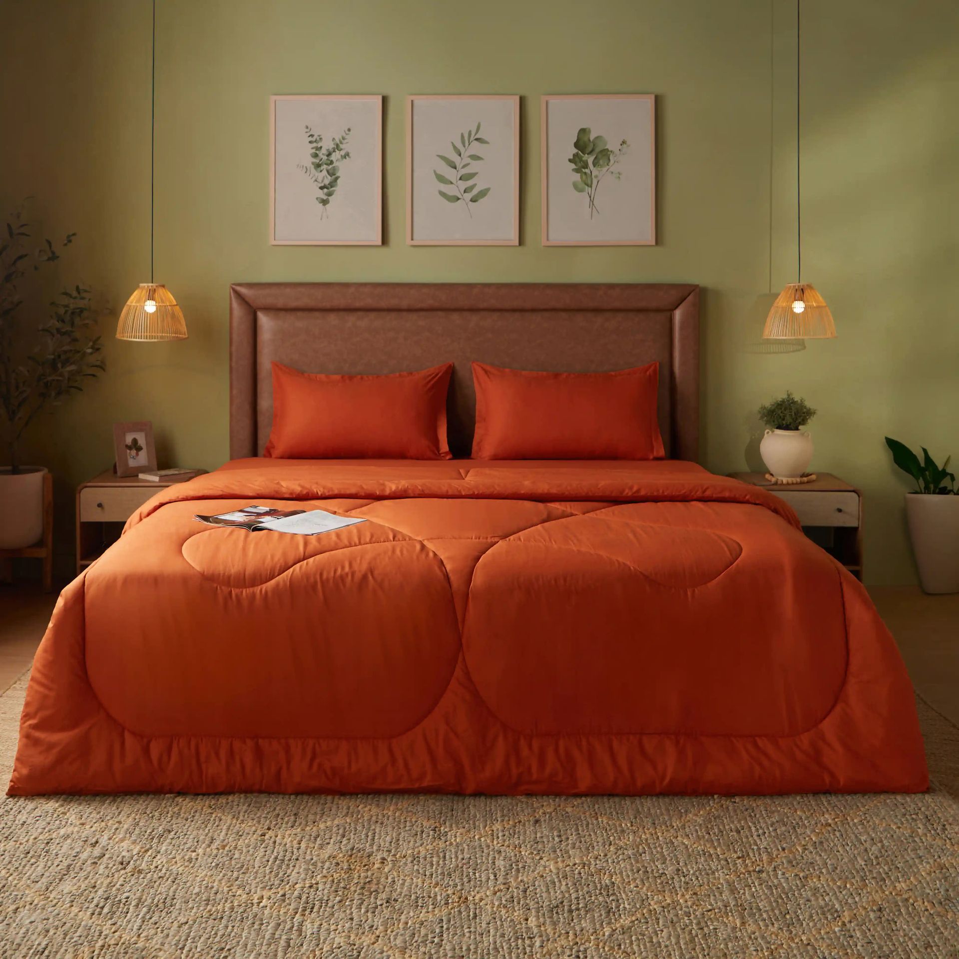 Solid Dyed 120 GSM Cotton Rust Double Comforter | Paleto