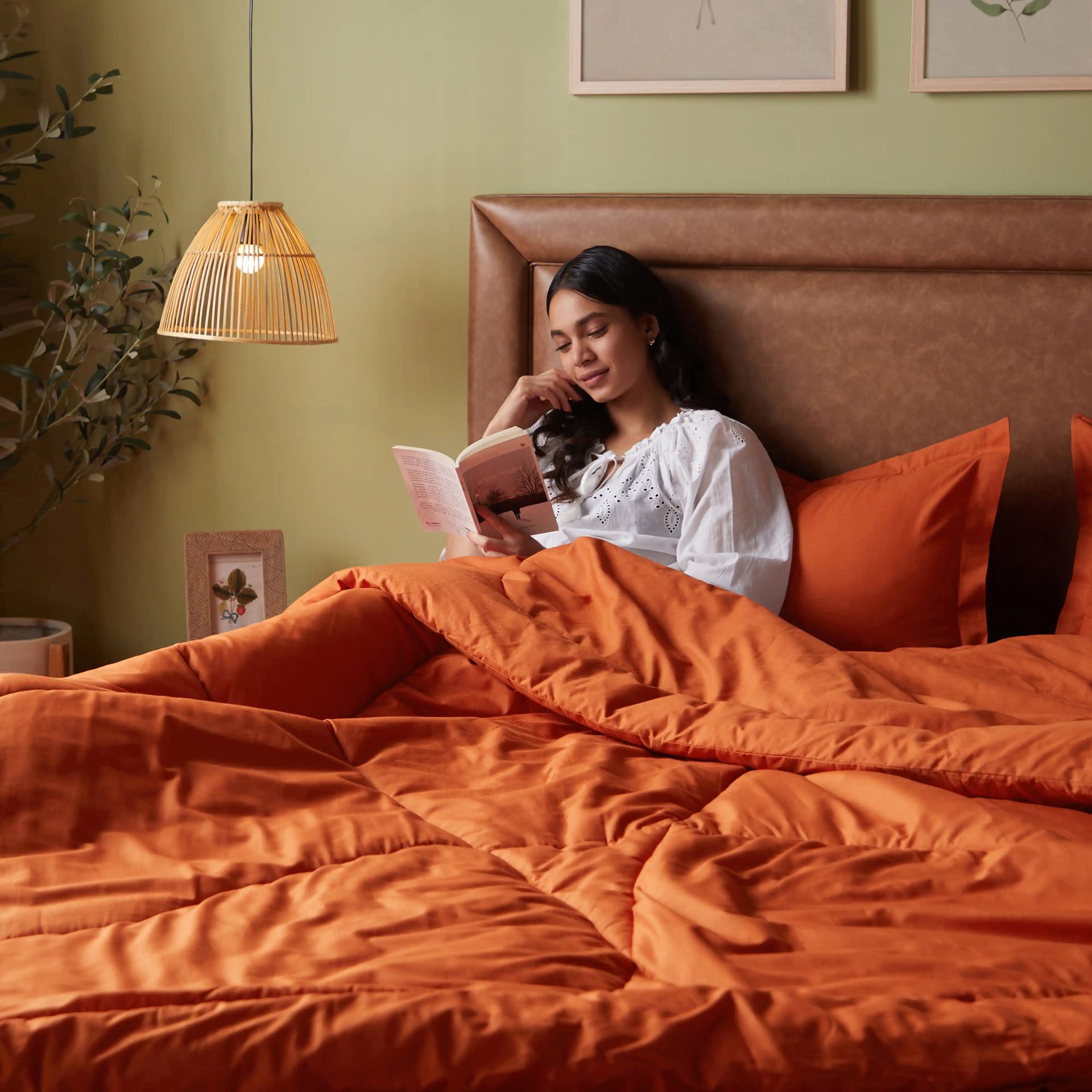 Solid Dyed 120 GSM Cotton Rust Double Comforter | Paleto