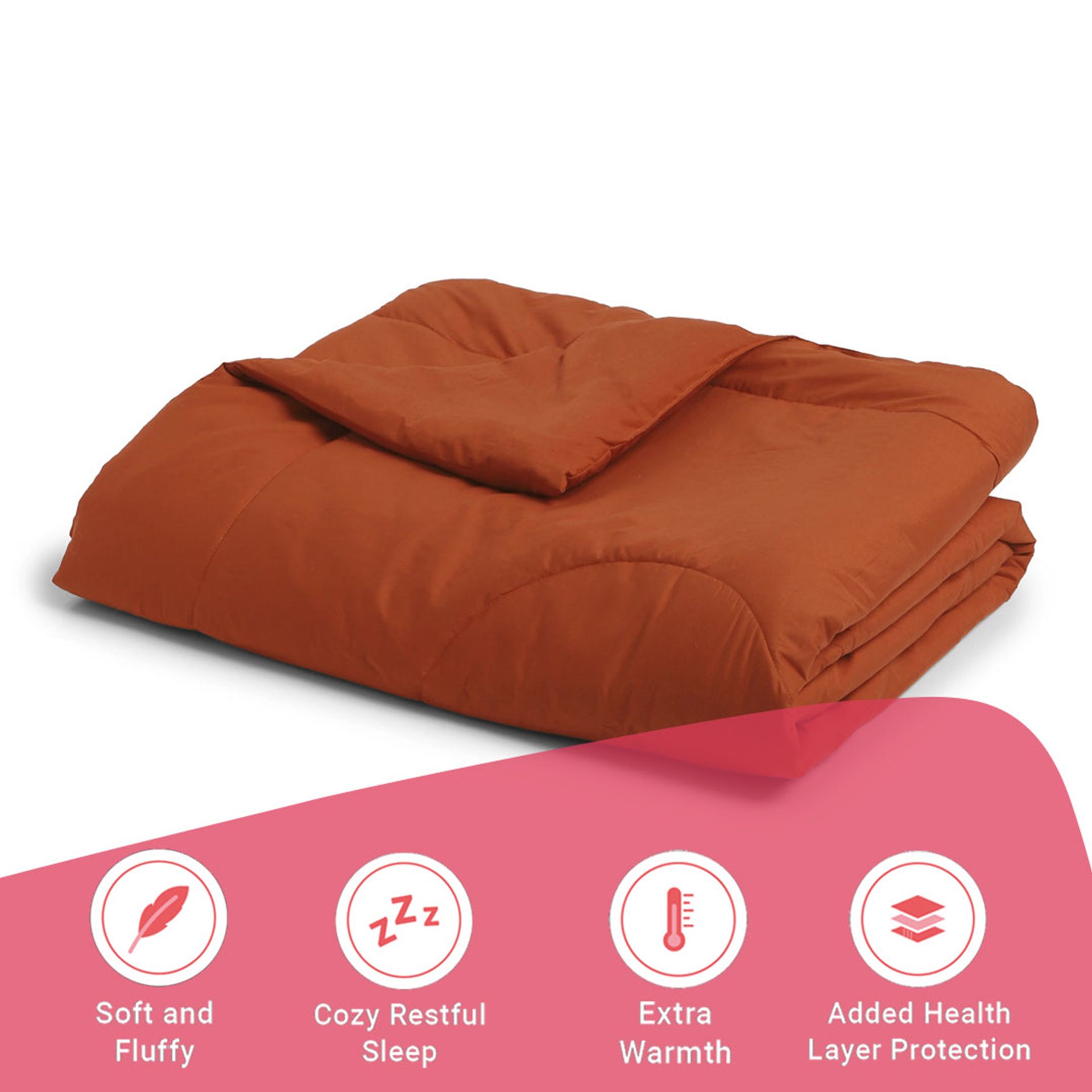 Solid Dyed 120 GSM Cotton Rust Double Comforter | Paleto