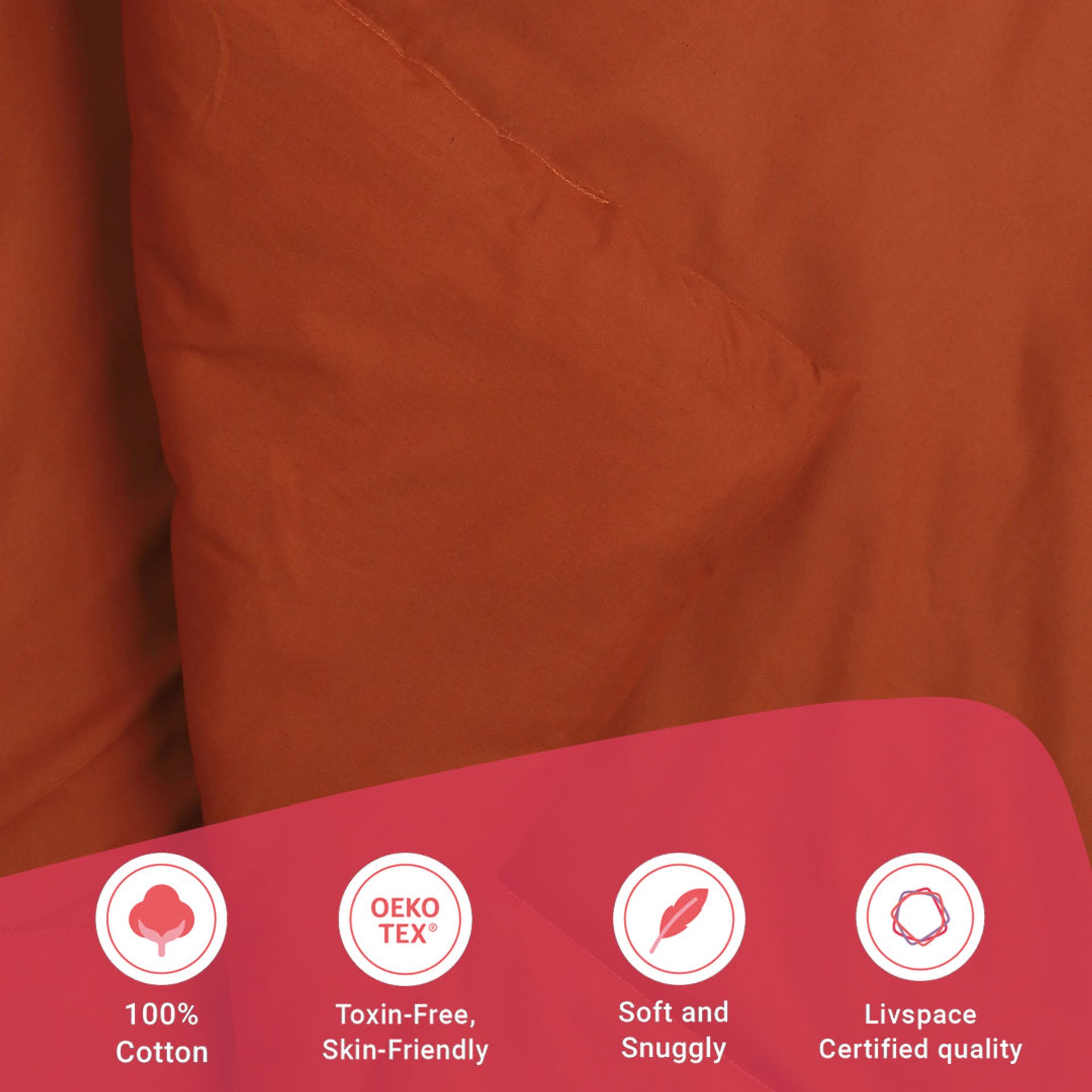 Solid Dyed 120 GSM Cotton Rust Double Comforter | Paleto