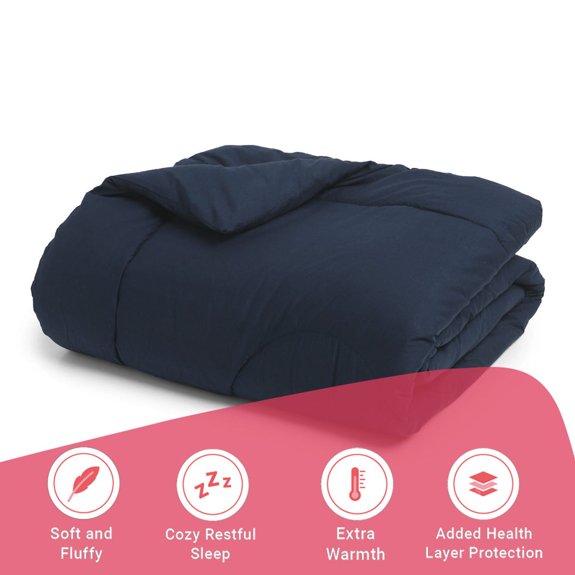 Solid Dyed 120 GSM Cotton Navy Double Comforter | Paleto