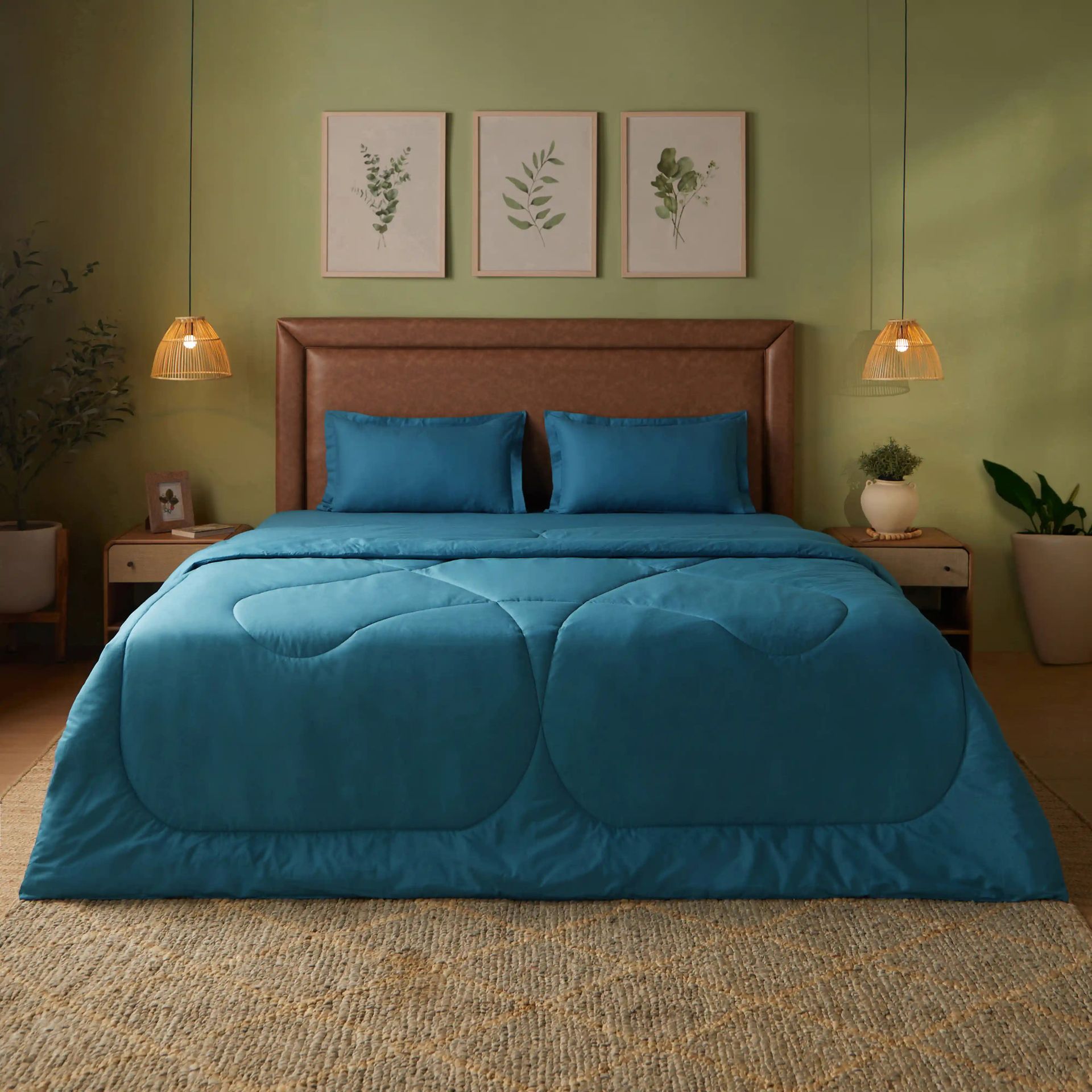 Solid Dyed 120 GSM Cotton Mineral Double Comforter | Paleto