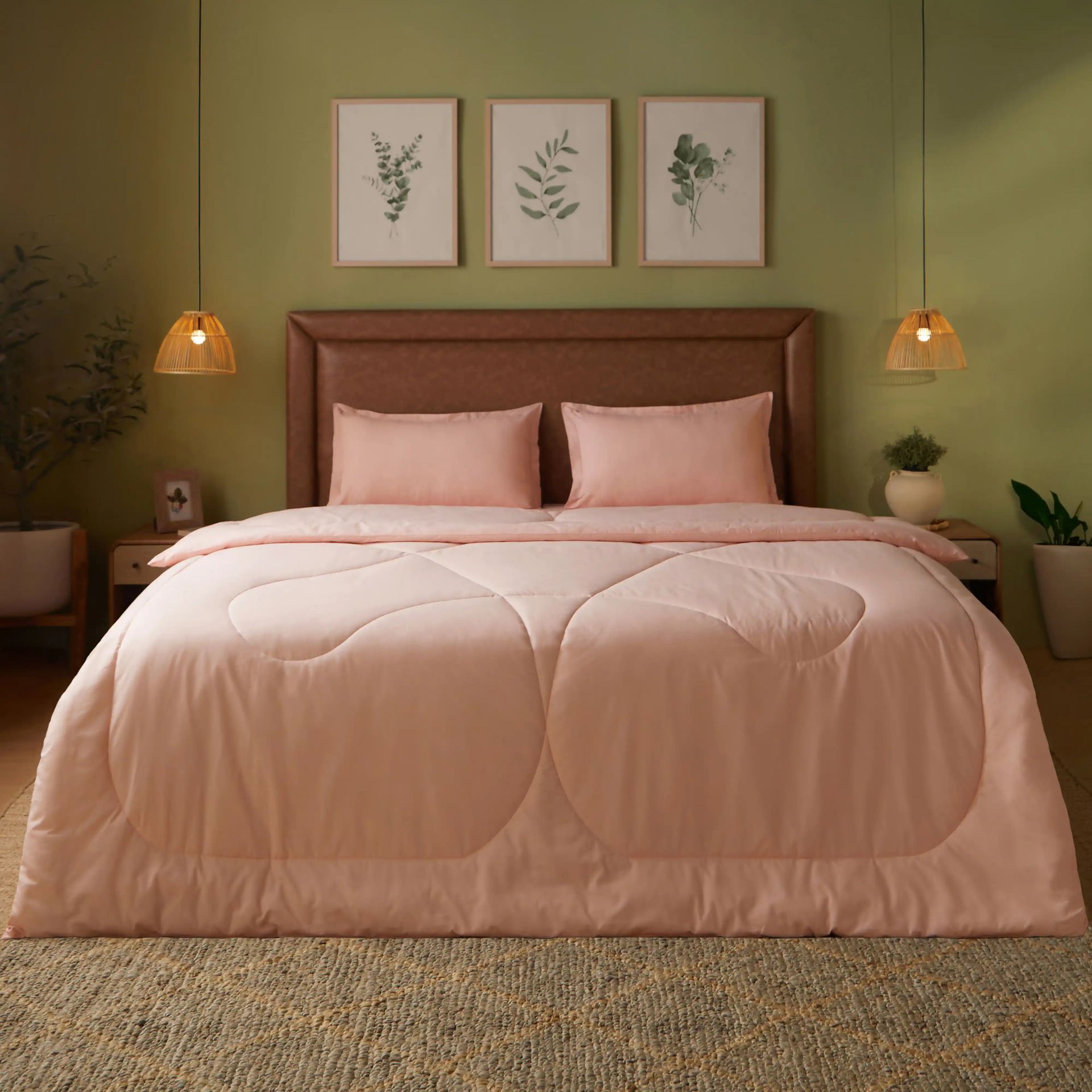 Solid Dyed 120 GSM Cotton Veiled Rose Double Comforter | Paleto