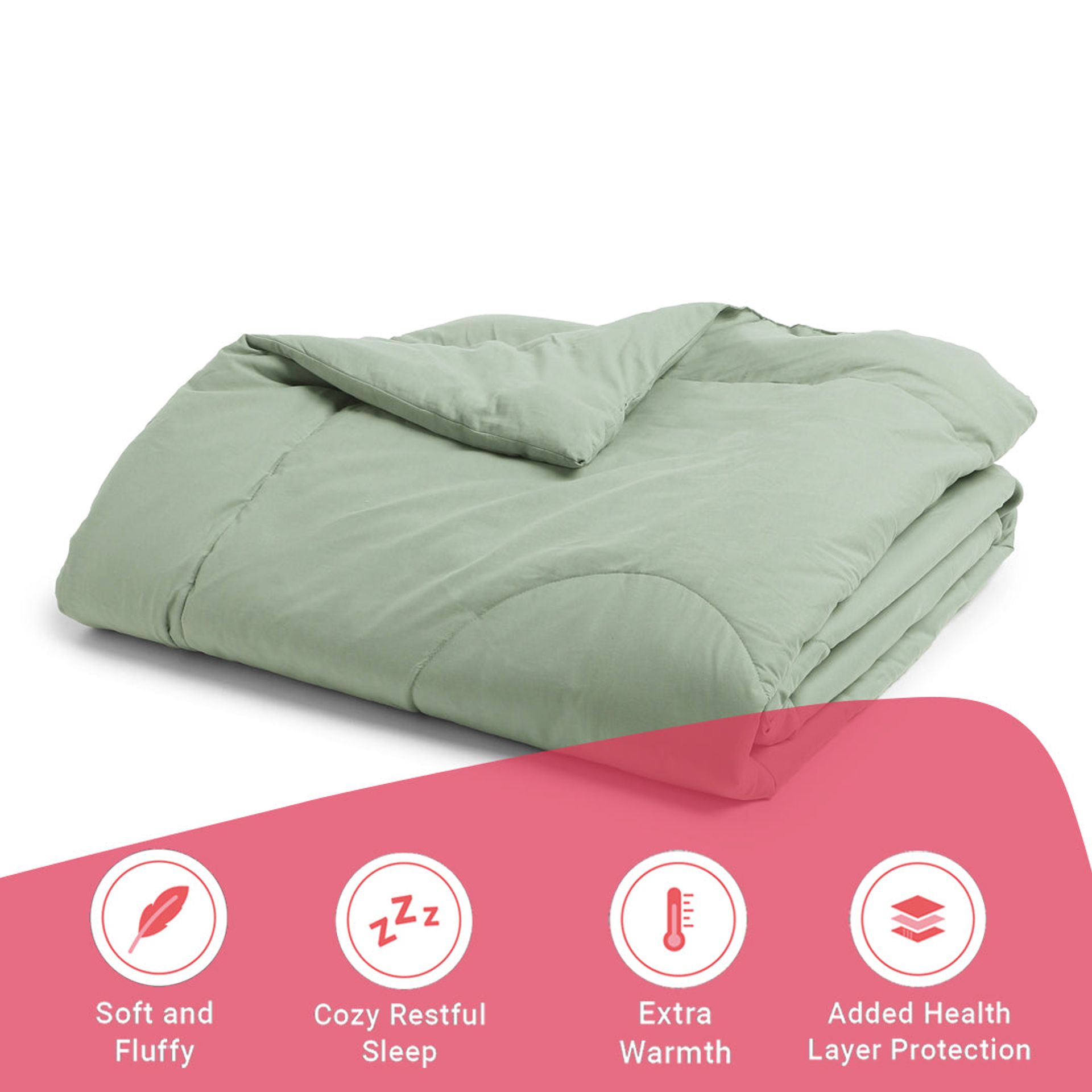 Solid Dyed 120 GSM Cotton Green Sage Double Comforter | Paleto