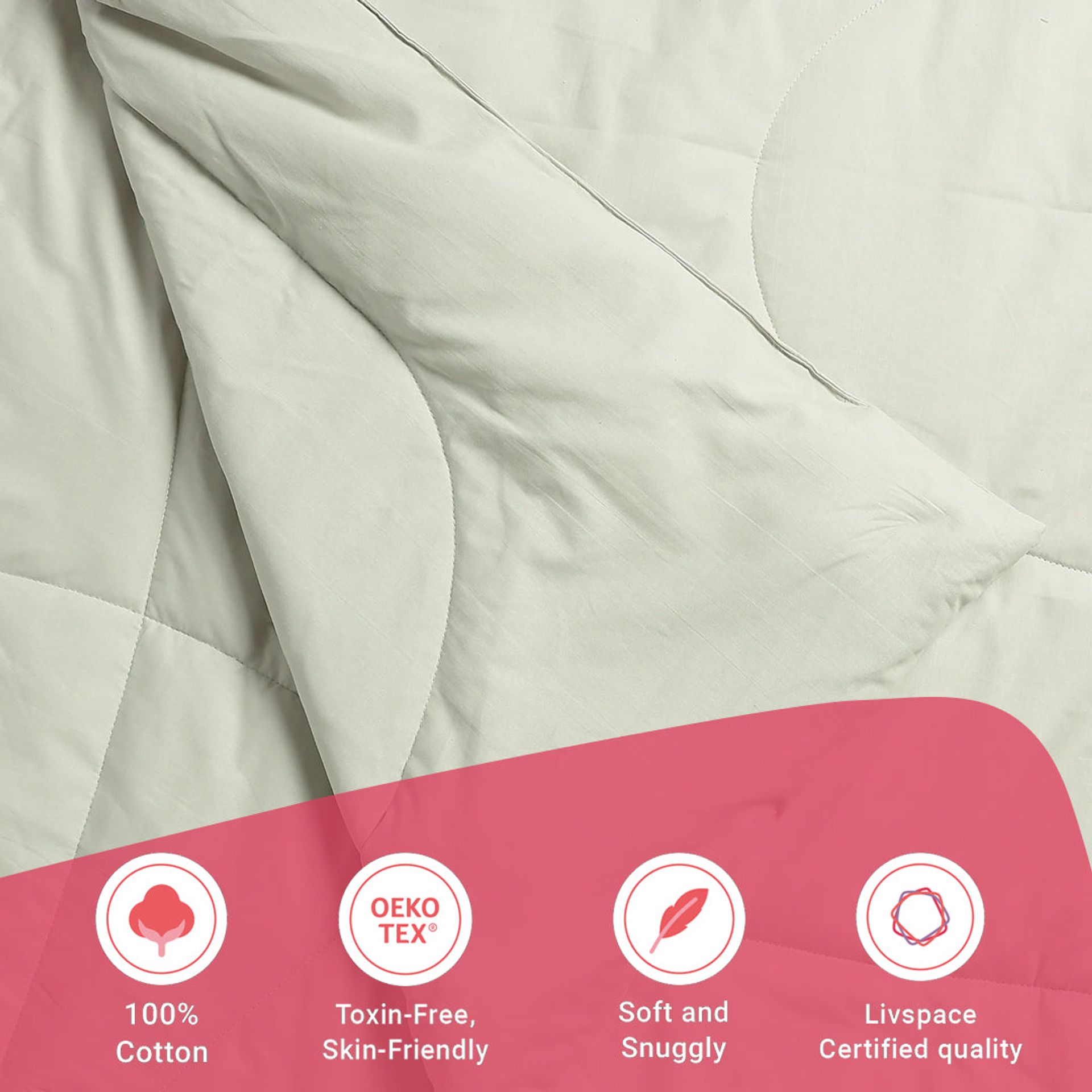 Solid Dyed 120 GSM Cotton Silver Double Comforter | Paleto
