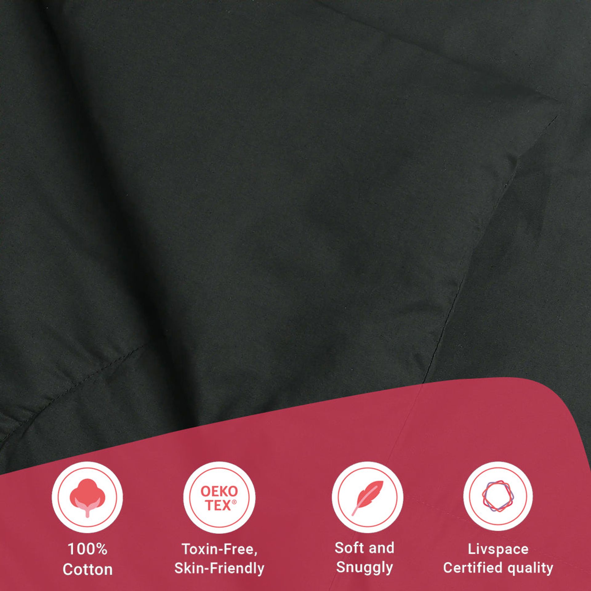 Solid Dyed 120 GSM Cotton Dark Grey Double Comforter | Paleto