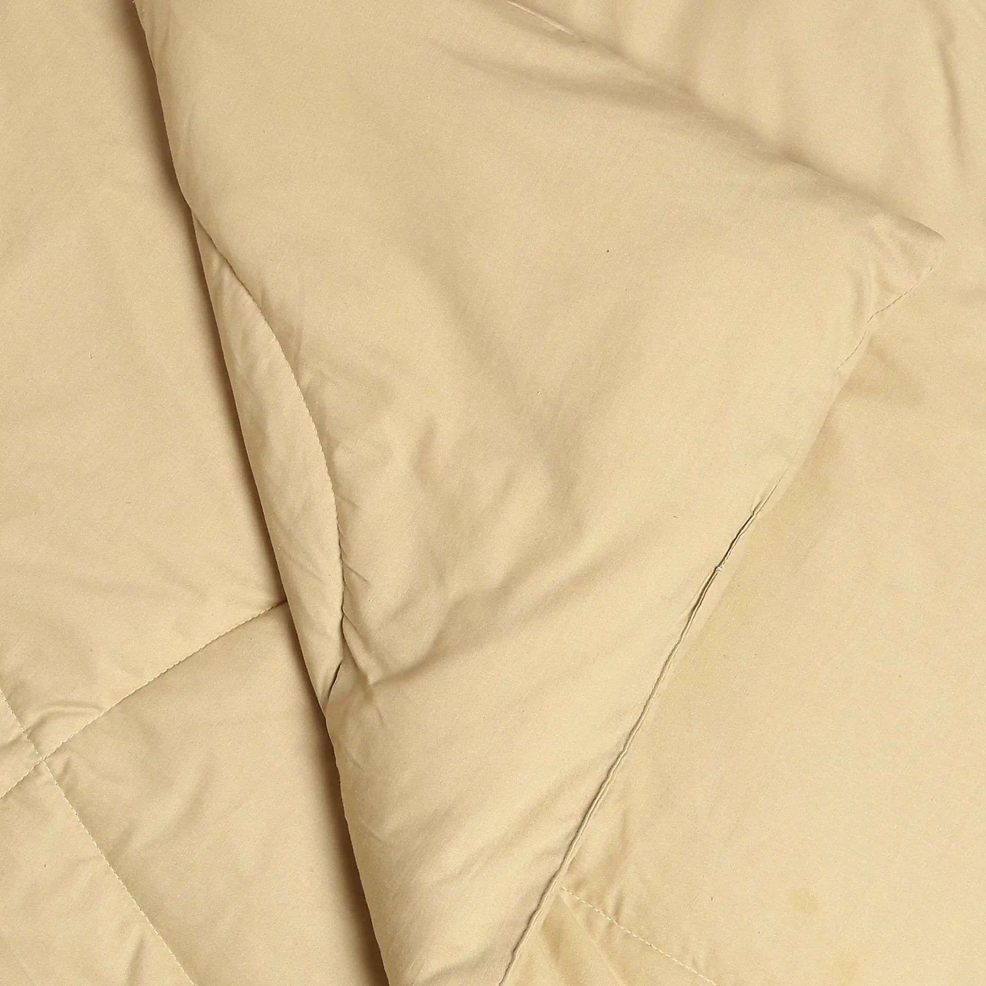 Solid Dyed 120 GSM Cotton Beige Double Comforter | Paleto