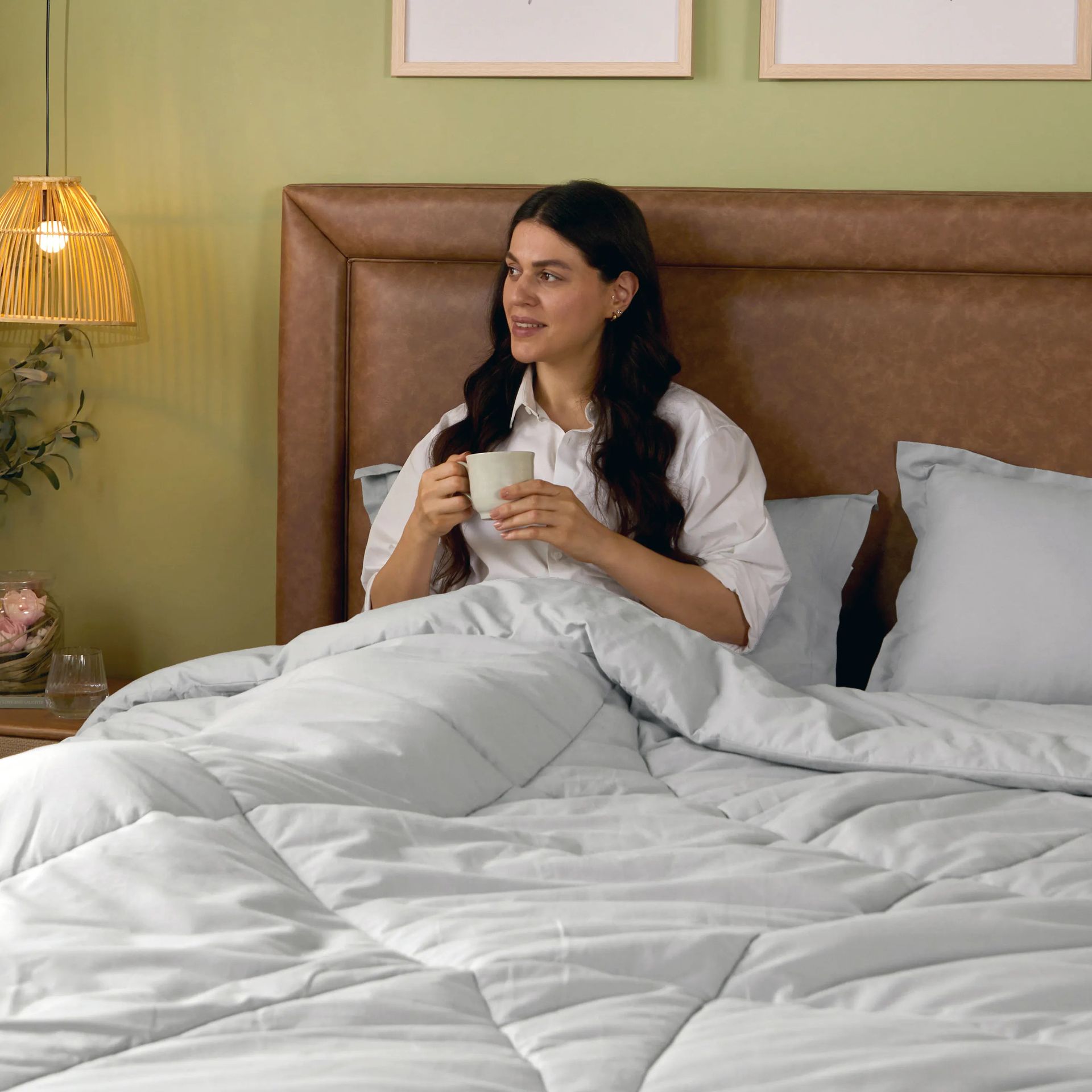 Solid Dyed 120 GSM Cotton Grey Double Comforter | Paleto