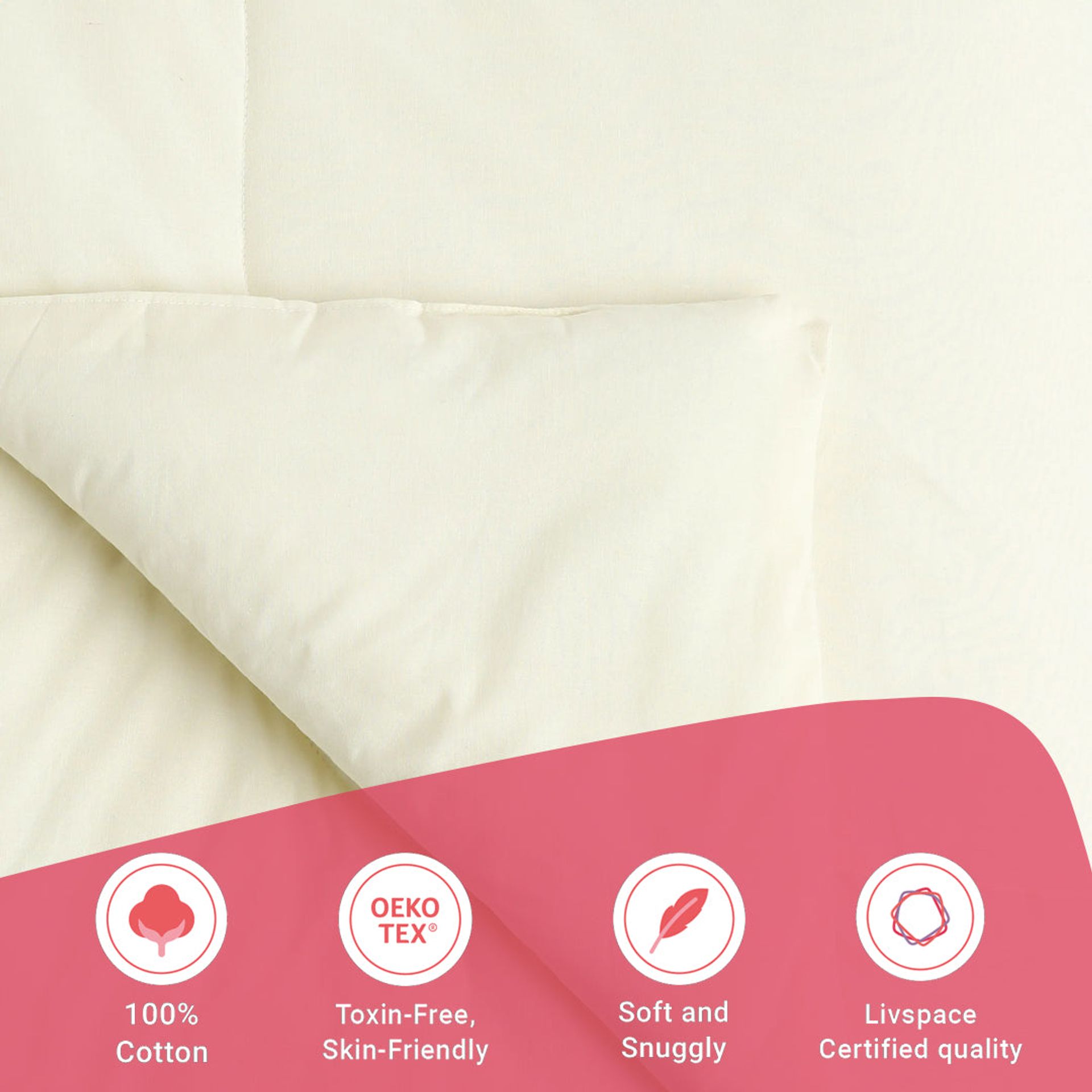 Solid Dyed 120 GSM Cotton Ivory Double Comforter | Paleto