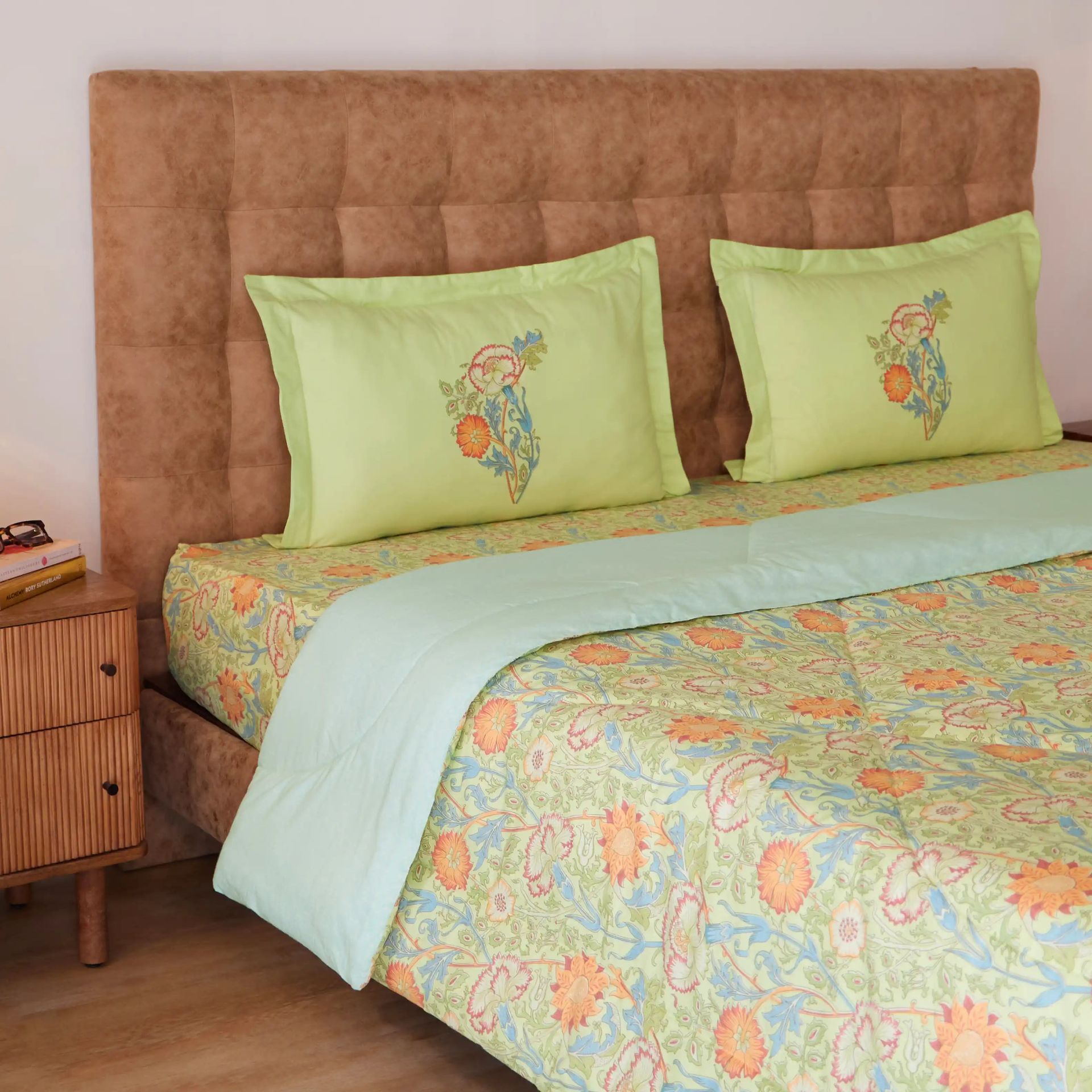 Indian Heritage GSM 100% Cotton Green Double Comforter | Chippa Lane