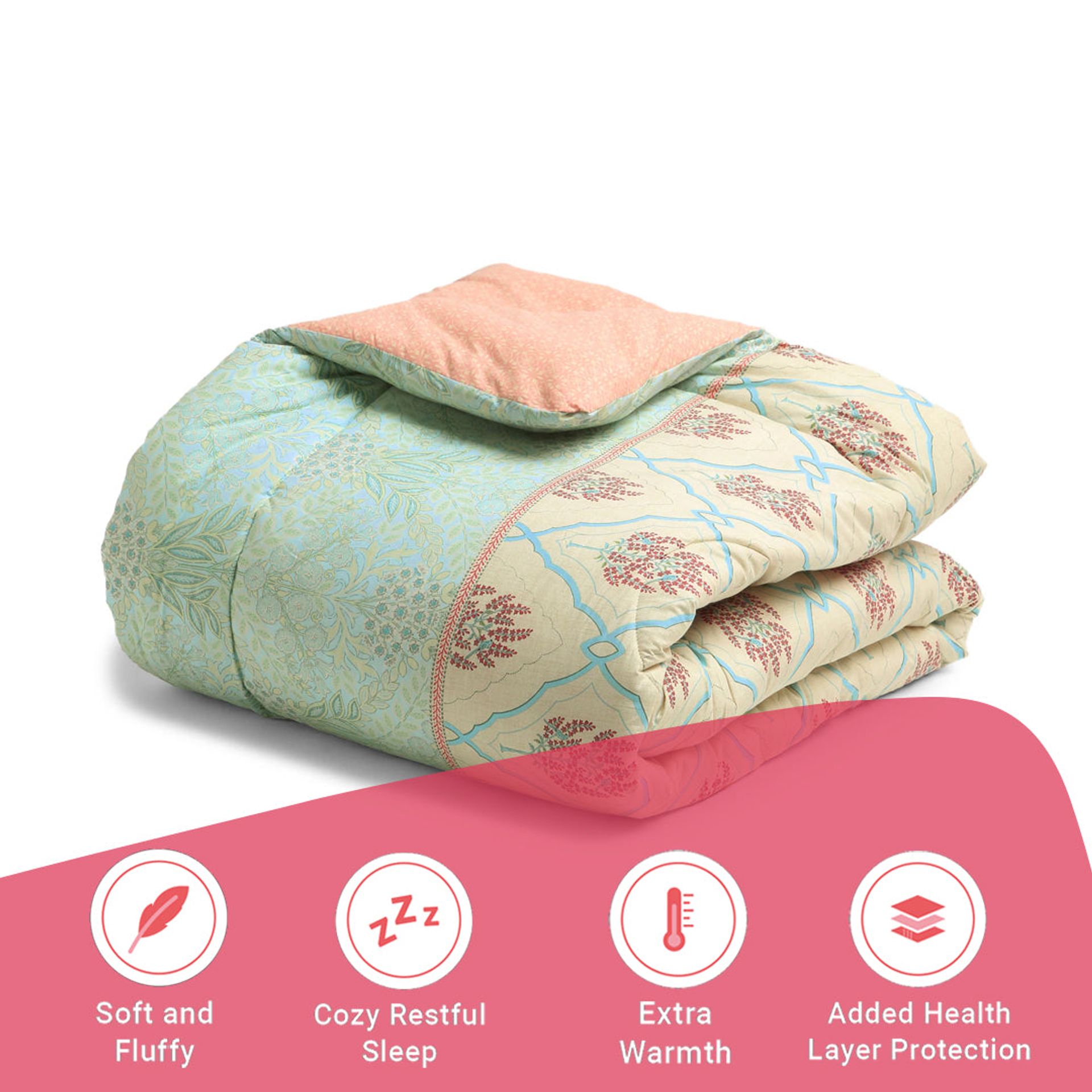 Indian Heritage  GSM 100% Cotton Sage Bloom Double Comforter | Chippa Lane
