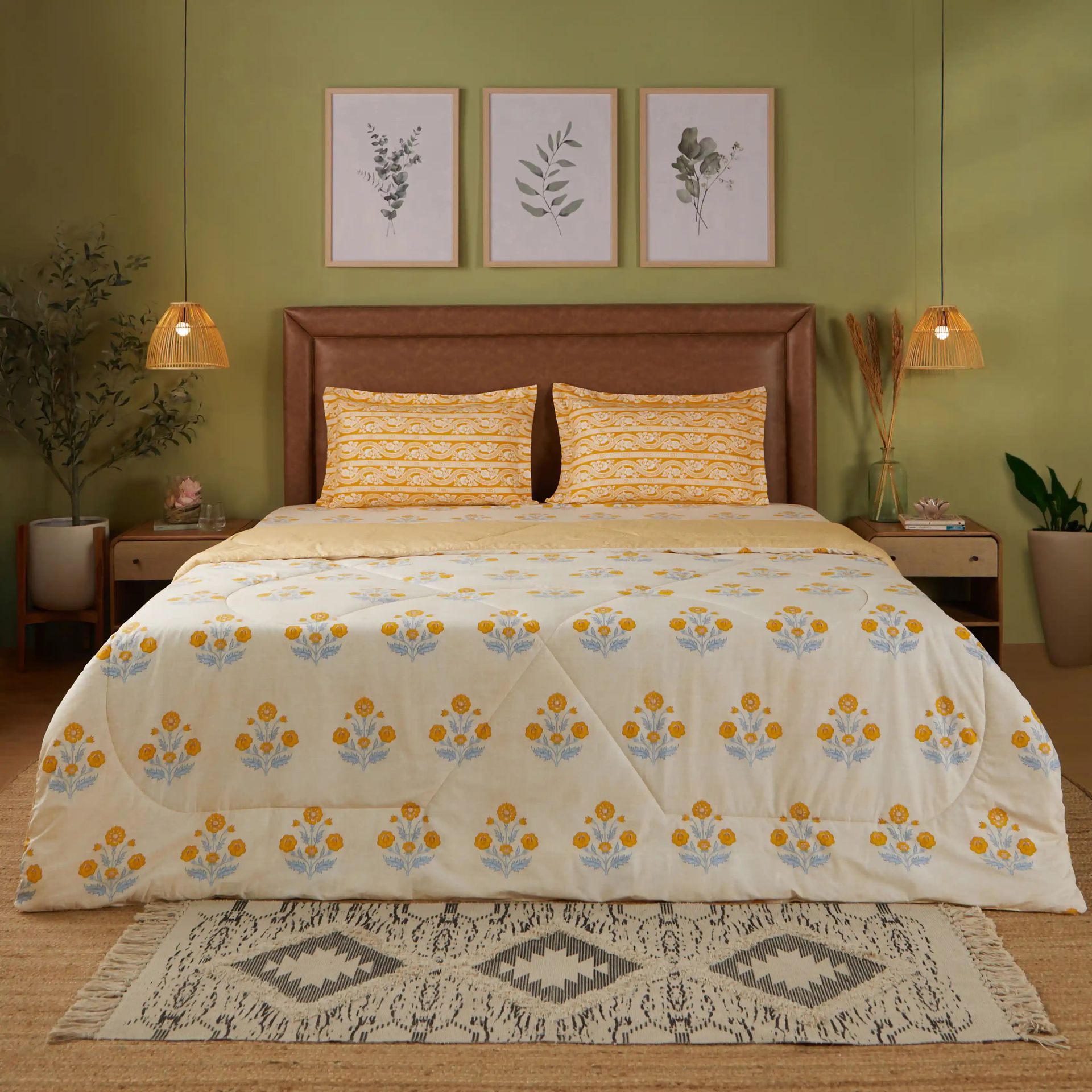 Indian Heritage GSM 100% Cotton Ochre Double Comforter | Chippa Lane