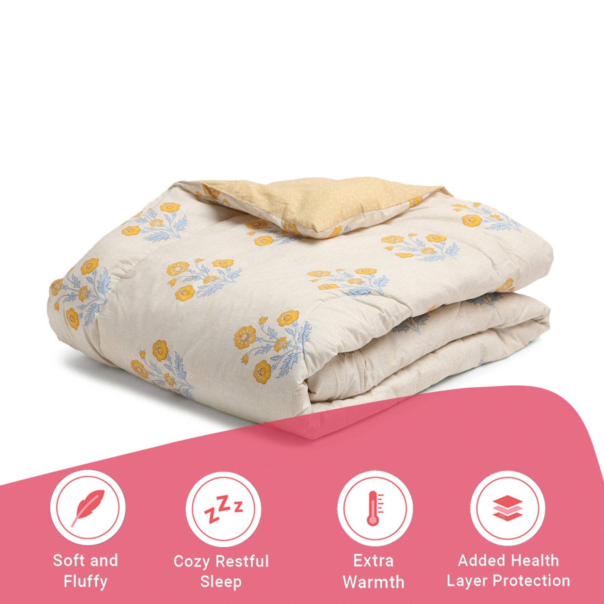 Indian Heritage GSM 100% Cotton Ochre Double Comforter | Chippa Lane
