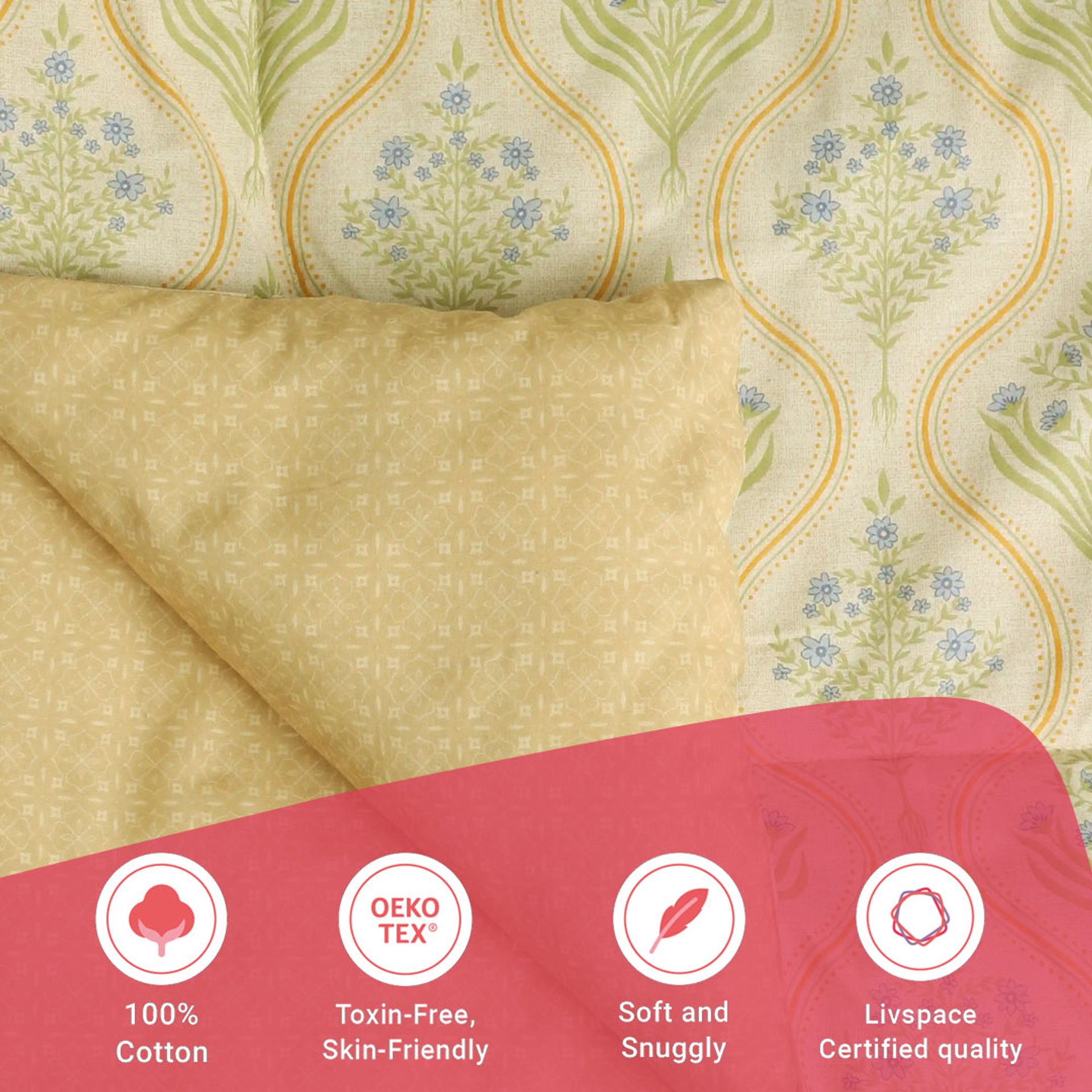 Indian Heritage GSM 100% Cotton Mustard Double Comforter | Chippa Lane