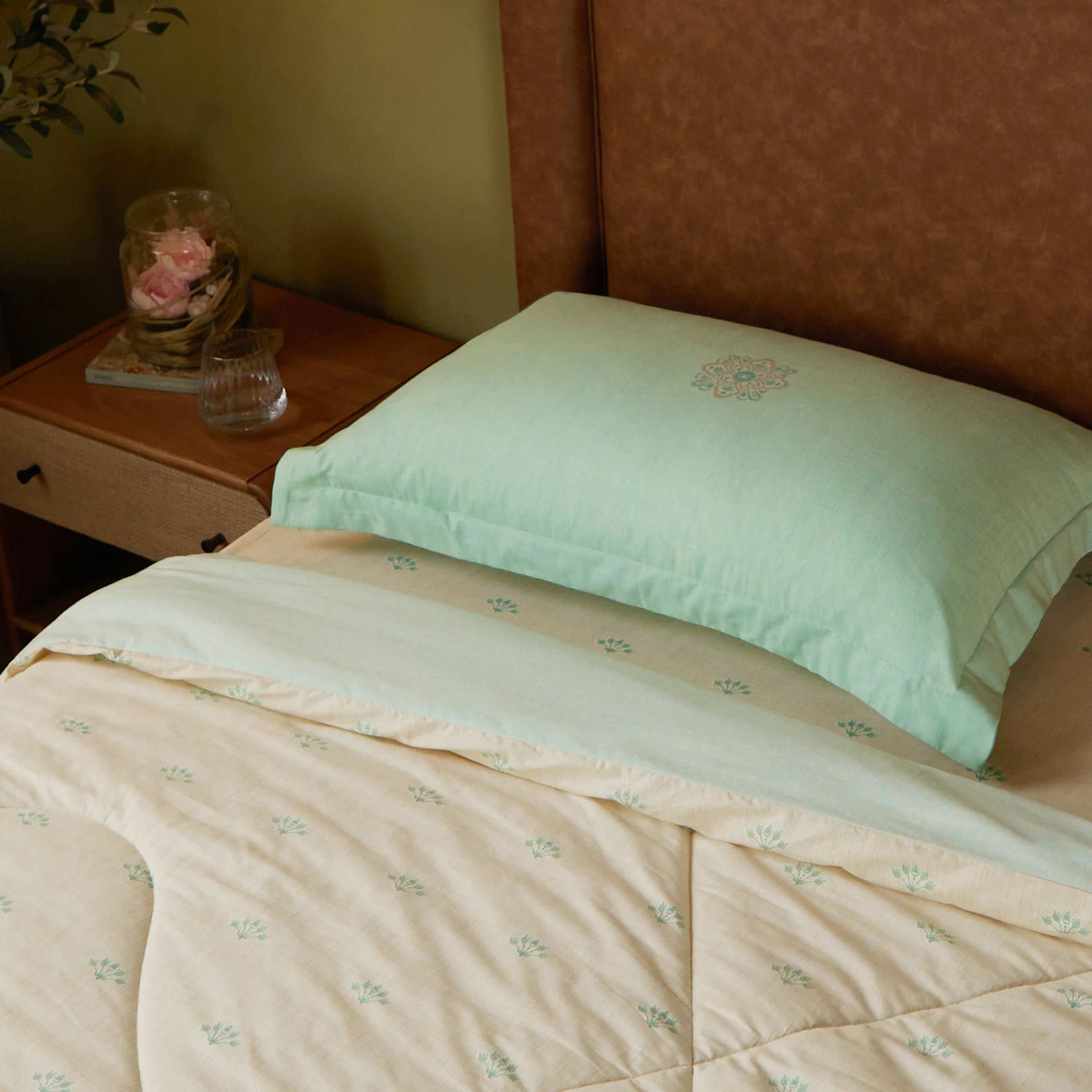Indian Heritage GSM 100% Cotton Sage Single Comforter | Chippa Lane