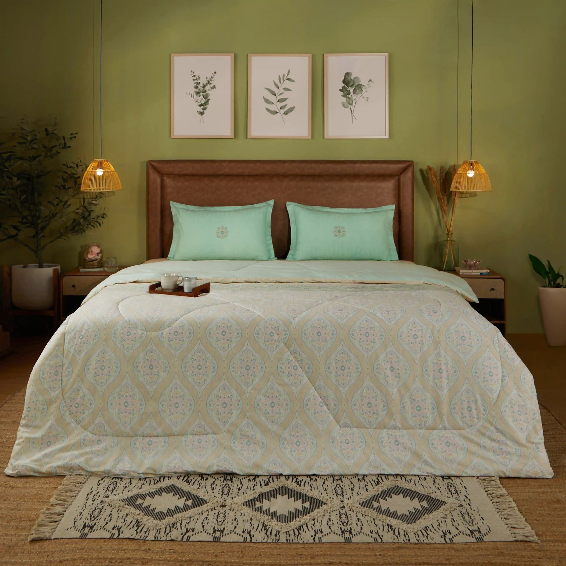 Indian Heritage  GSM 100% Cotton Sage Double Comforter | Chippa Lane
